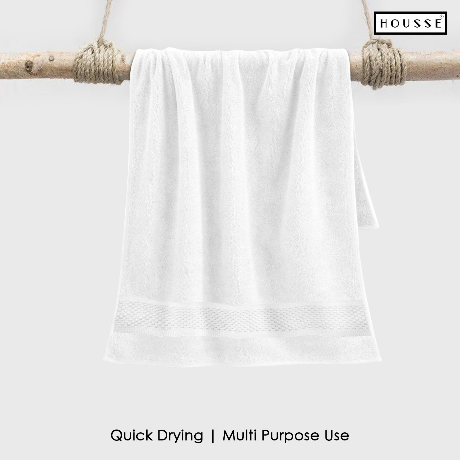 HOUSSE Nexora Cotton Towels | Quick Absorption & Faster Drying Towel | 600 GSM | Cotton Towel for Men/Women | Urban Comfort