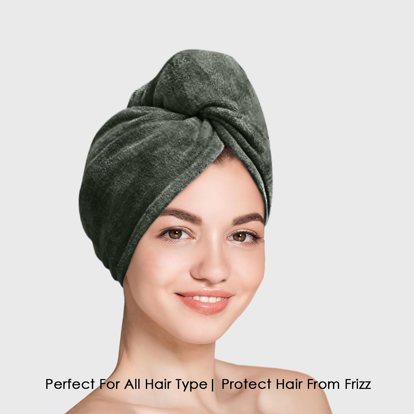 HOUSSE Microfibre Head Towels | 400 GSM High Absorbent Hair Wrap with Adjustable Buttons for Girls | Super Soft & Quick Dry Wrap Towel for Hairs | Set of 2 | 25x65 cm (Desert Sand & Rose Taupe)