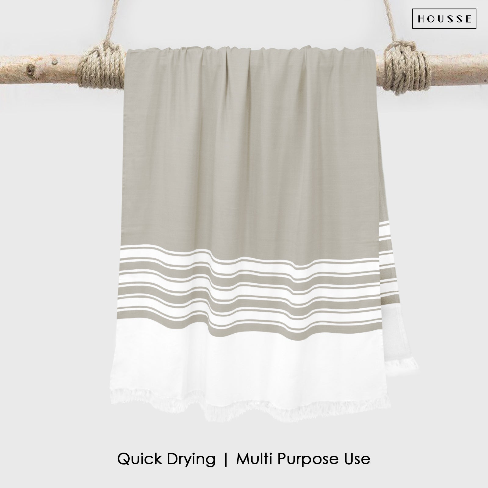 HOUSSE Bold Stripe 100% Bamboo Extra Large Bath Towel | Ultra Soft, Absorbent, Light Weight, & Quick Dry Towel for Bath, Travel, Gym, Beach, Pool, and Yoga | 80 X 160 cms