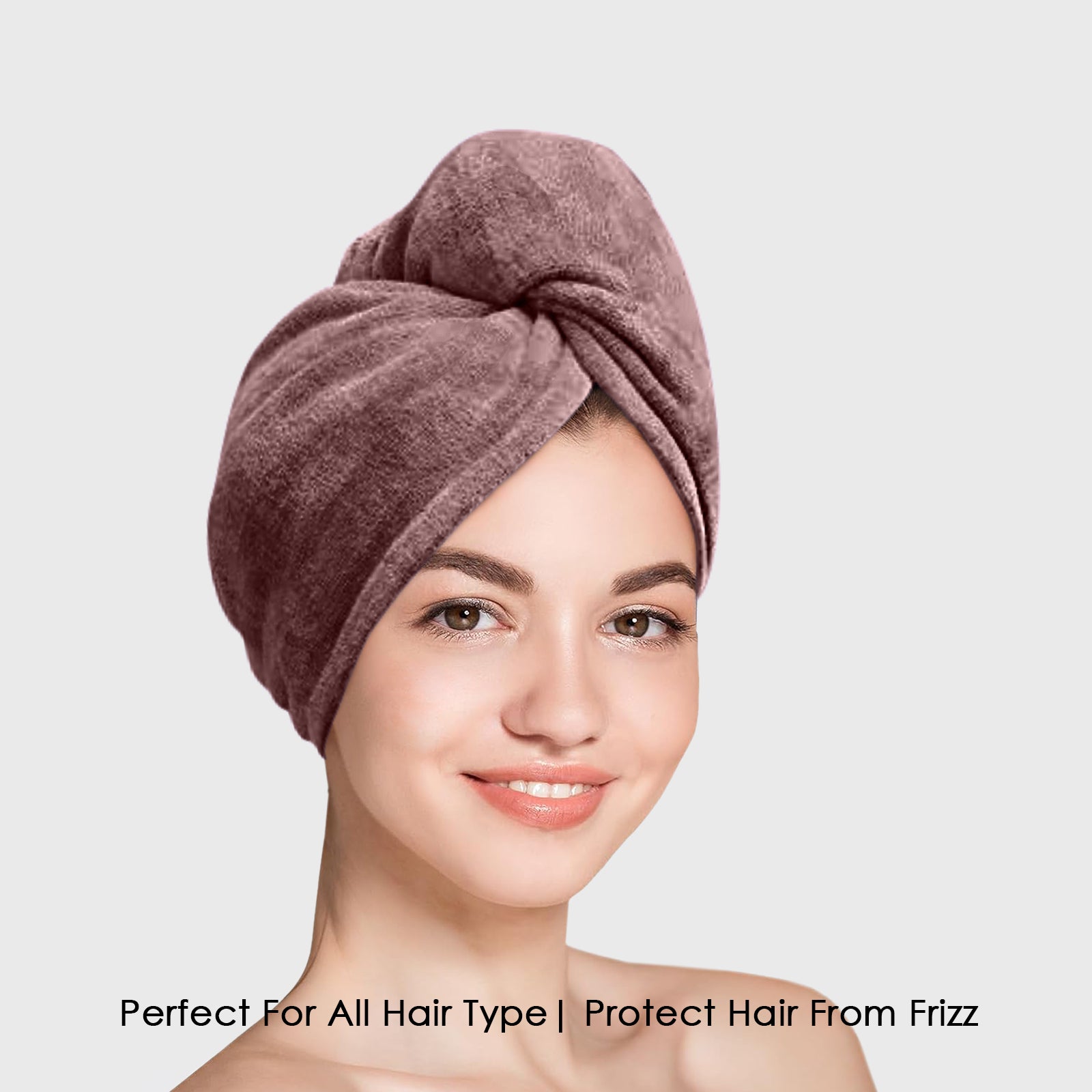 HOUSSE Microfibre Head Towels | 450 GSM High Absorbent Hair Wrap with Adjustable Buttons for Girls | Super Soft & Quick Dry Wrap Towel for Hairs | Pack of 1 | 25x65 cm (Red Plum)