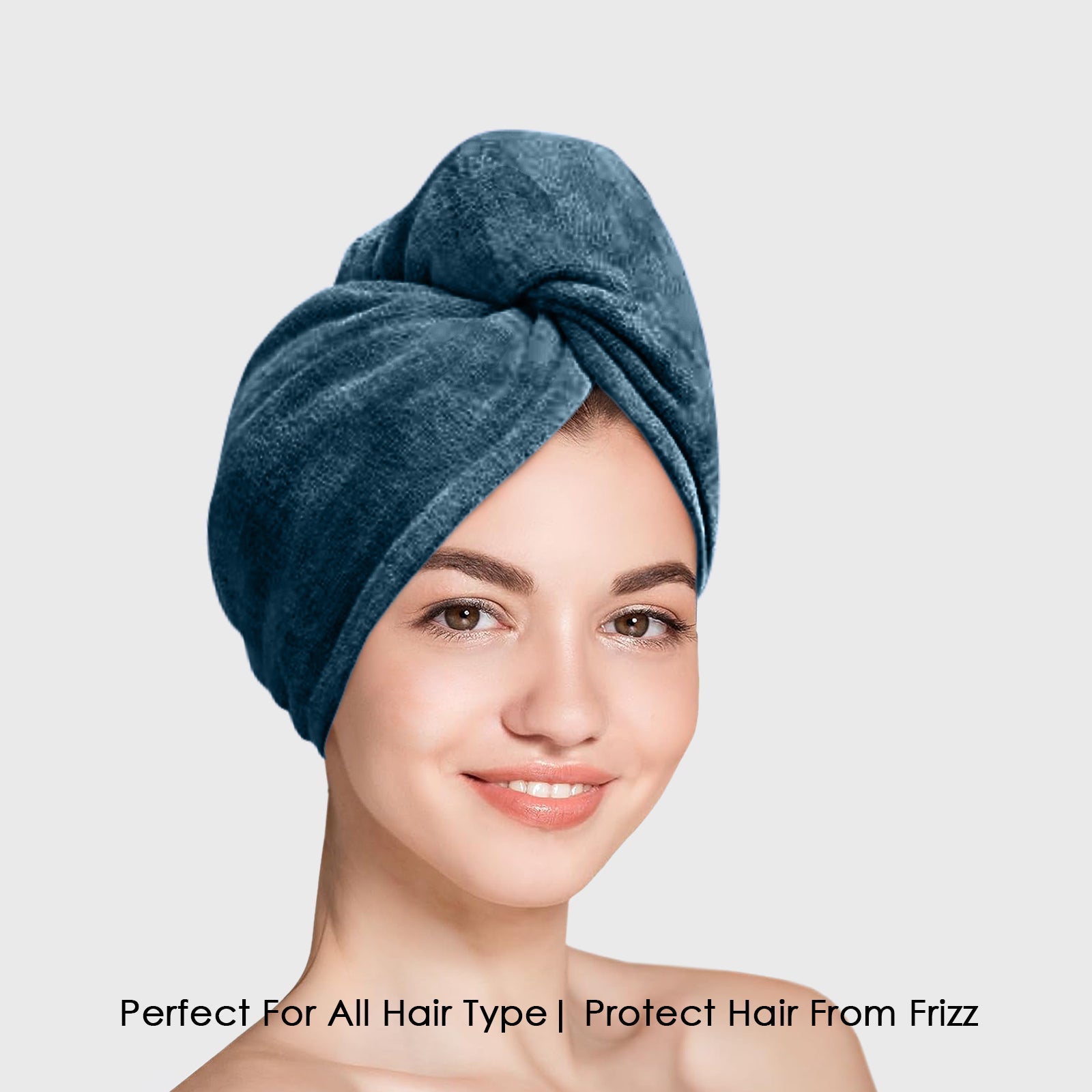 HOUSSE Microfibre Head Towels | 400 GSM High Absorbent Hair Wrap with Adjustable Buttons for Girls | Super Soft & Quick Dry Wrap Towel for Hairs | Set of 2 | 25x65 cm (Desert Sand & Rose Taupe)