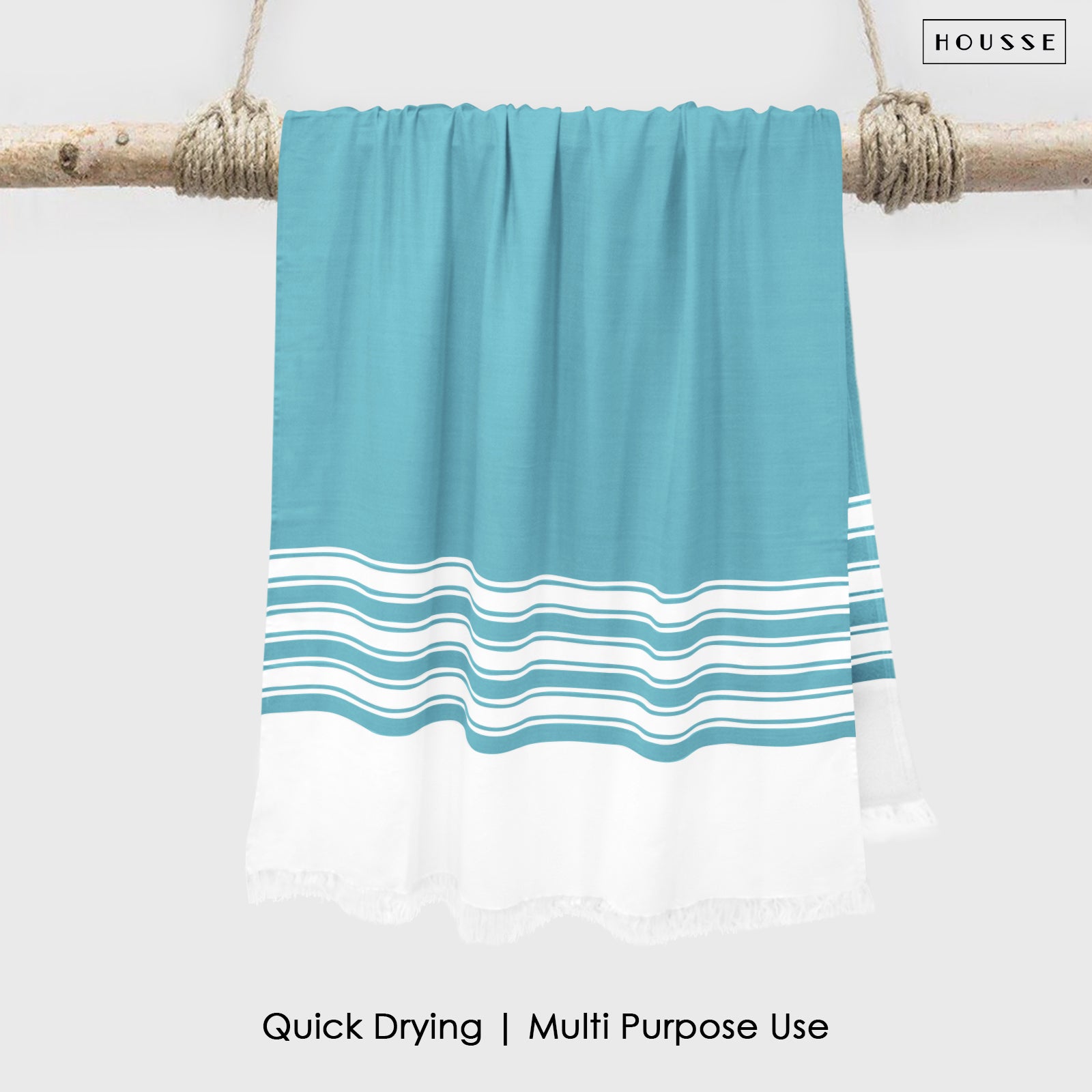 HOUSSE Bold Stripe 100% Bamboo Extra Large Bath Towel | Ultra Soft, Absorbent, Light Weight, & Quick Dry Towel for Bath, Travel, Gym, Beach, Pool, and Yoga | 80 X 160 cms