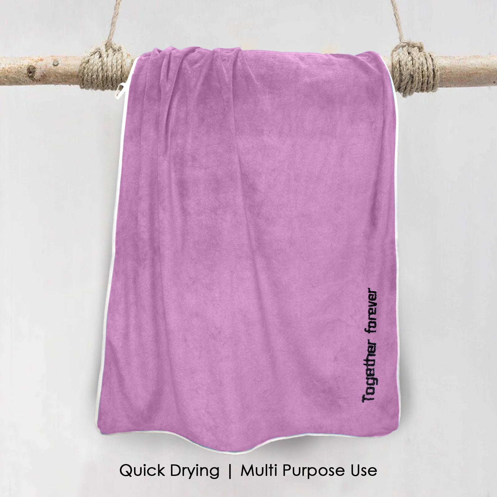 HOUSSE Premium Soft Microfiber Embroidery Bath Towel for Men, Women & Kids, 70x140cm Absorbent Quick-Drying Sweat Towel, 350 GSM Ideal for Gym, Beach, Outdoor