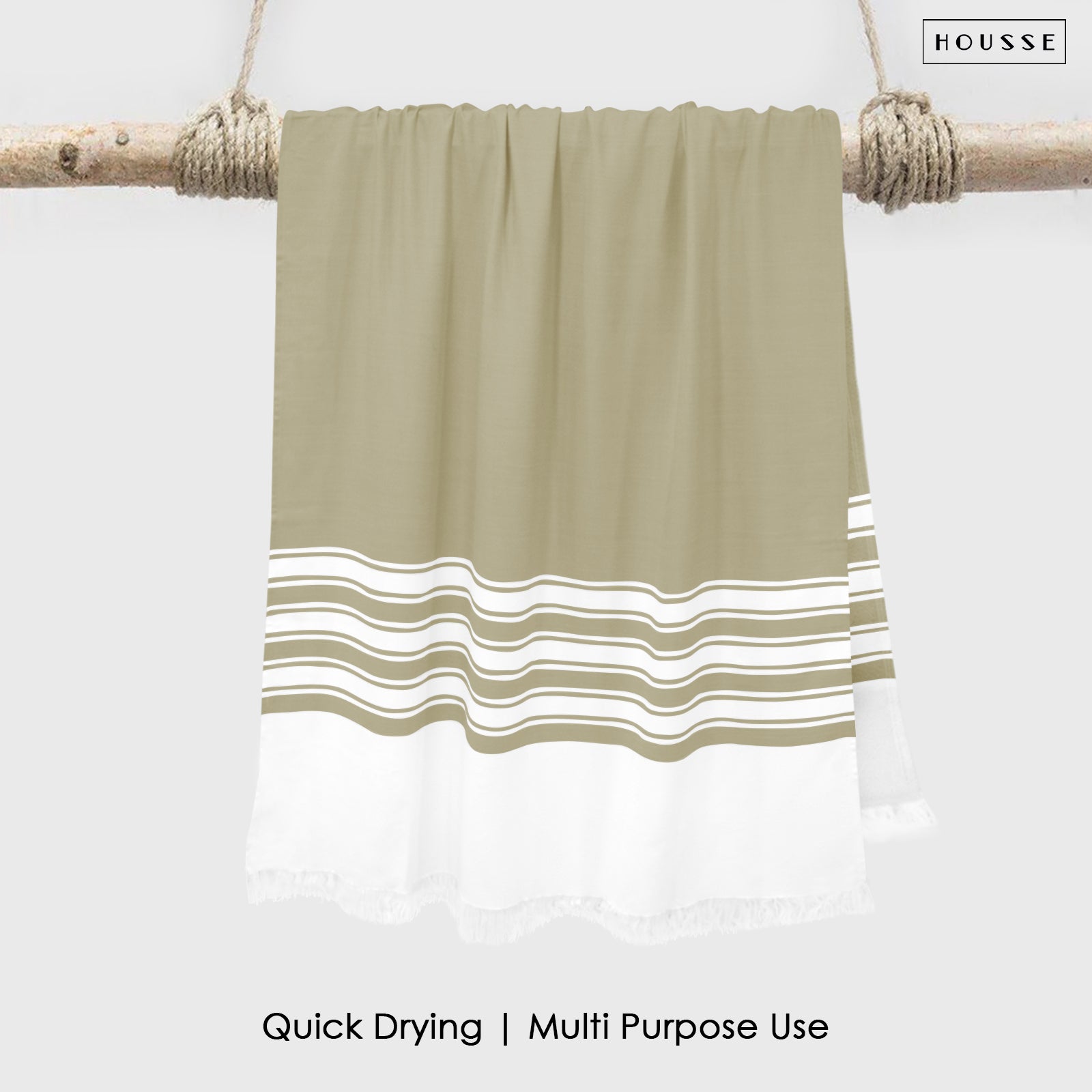 HOUSSE Bold Stripe 100% Bamboo Extra Large Bath Towel | Ultra Soft, Absorbent, Light Weight, & Quick Dry Towel for Bath, Travel, Gym, Beach, Pool, and Yoga | 80 X 160 cms