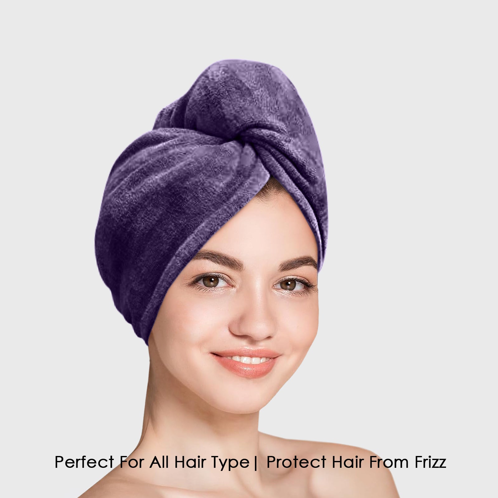 HOUSSE Microfibre Head Towels | 450 GSM High Absorbent Hair Wrap with Adjustable Buttons for Girls | Super Soft & Quick Dry Wrap Towel for Hairs | Pack of 1 | 25x65 cm (Red Plum)