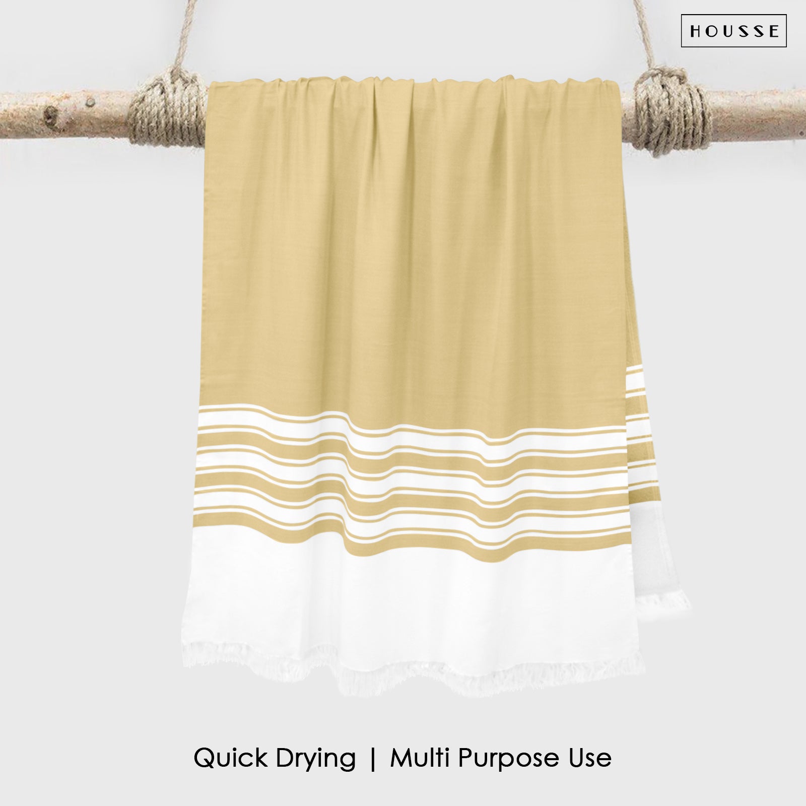 HOUSSE Bold Stripe 100% Bamboo Extra Large Bath Towel | Ultra Soft, Absorbent, Light Weight, & Quick Dry Towel for Bath, Travel, Gym, Beach, Pool, and Yoga | 80 X 160 cms