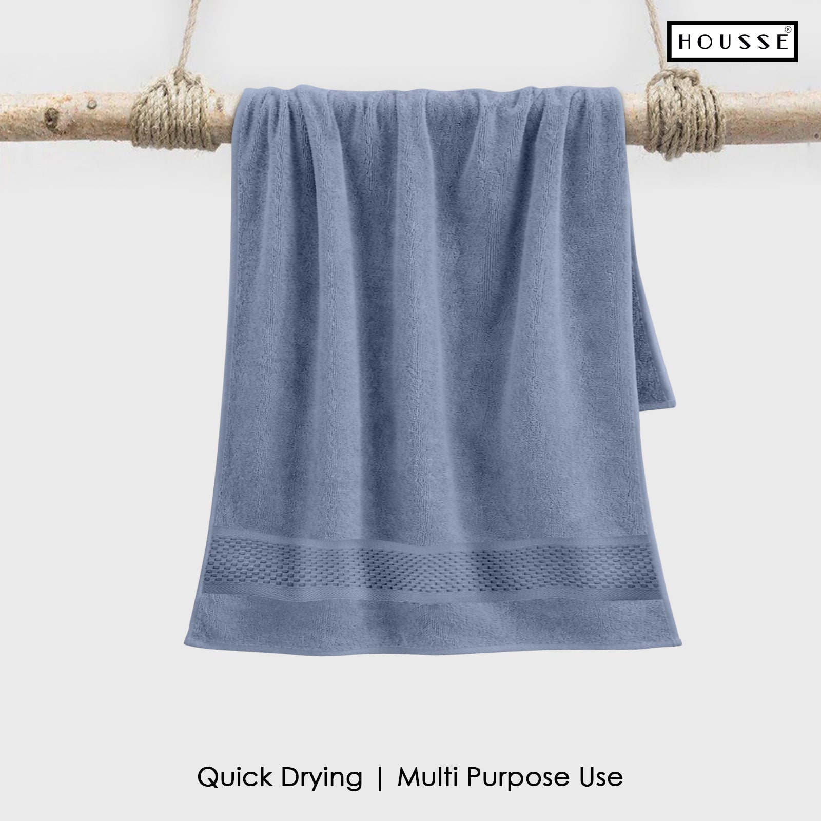 HOUSSE Nexora Cotton Towels | Quick Absorption & Faster Drying Towel | 600 GSM | Cotton Towel for Men/Women | Urban Comfort