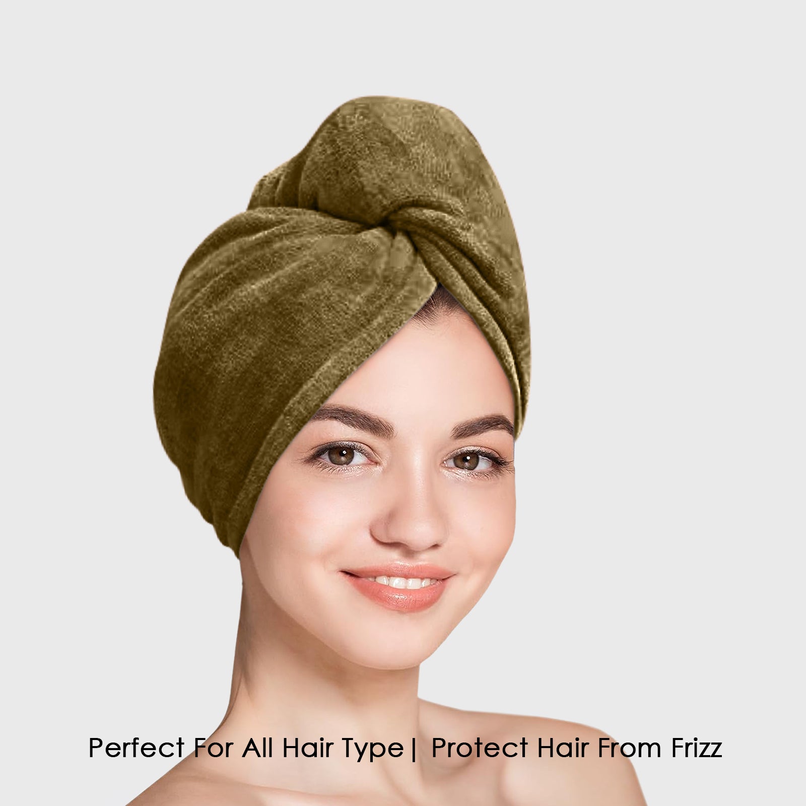 HOUSSE Microfibre Head Towels | 400 GSM High Absorbent Hair Wrap with Adjustable Buttons for Girls | Super Soft & Quick Dry Wrap Towel for Hairs | Set of 2 | 25x65 cm (Desert Sand & Rose Taupe)