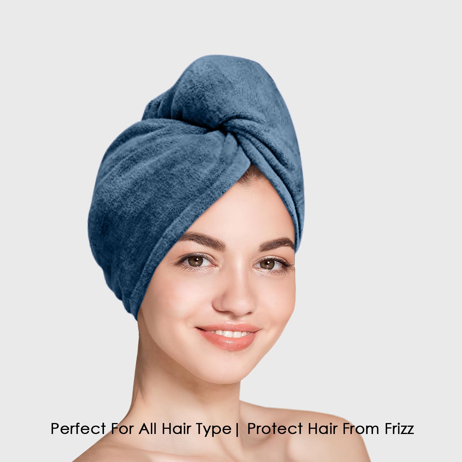 HOUSSE Microfibre Head Towels | 450 GSM High Absorbent Hair Wrap with Adjustable Buttons for Girls | Super Soft & Quick Dry Wrap Towel for Hairs | Set of 2 |