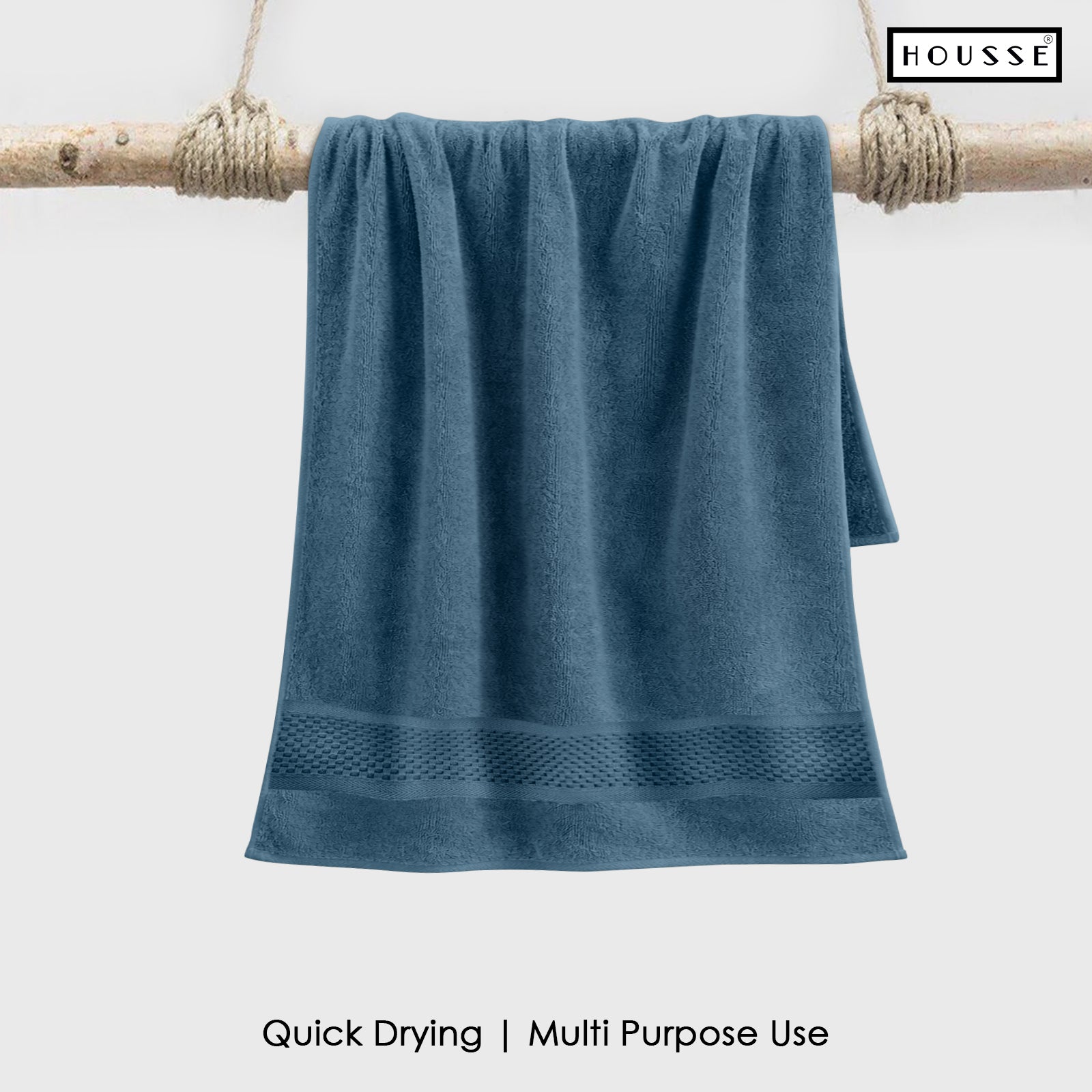 HOUSSE Nexora Cotton Towels | Quick Absorption & Faster Drying Towel | 600 GSM | Cotton Towel for Men/Women | Urban Comfort