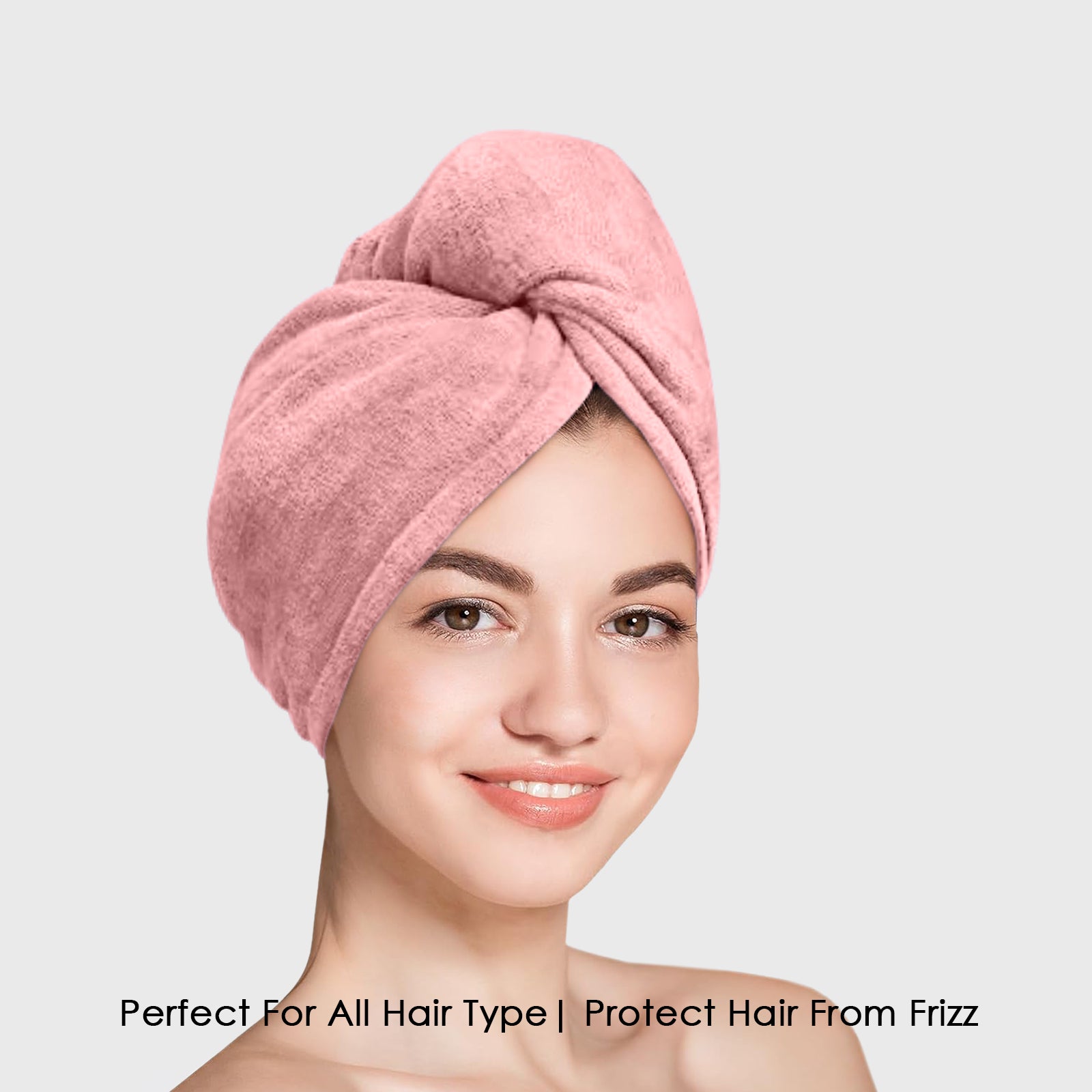 HOUSSE Microfibre Head Towels | 450 GSM High Absorbent Hair Wrap with Adjustable Buttons for Girls | Super Soft & Quick Dry Wrap Towel for Hairs | Set of 2 |