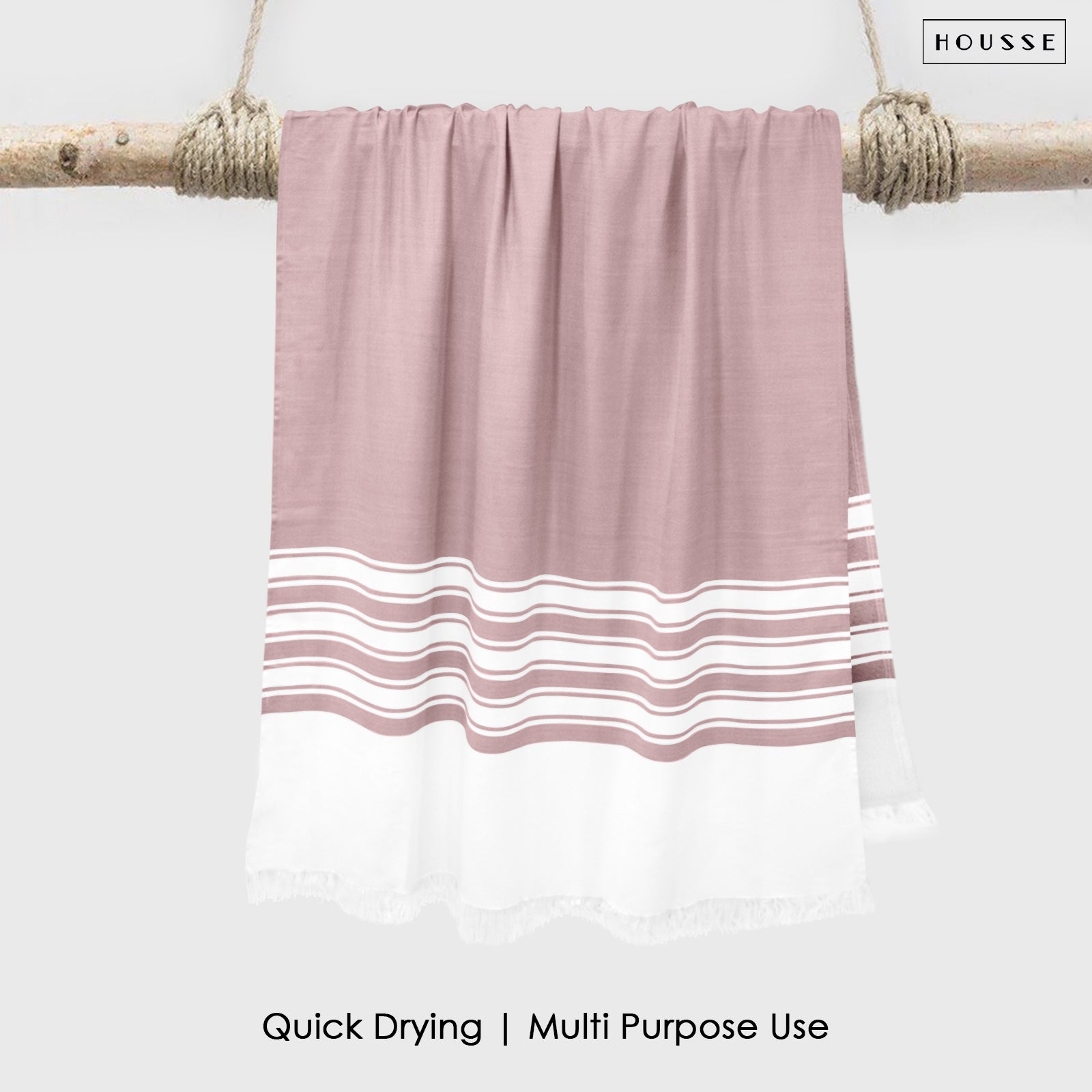 HOUSSE Bold Stripe 100% Bamboo Extra Large Bath Towel | Ultra Soft, Absorbent, Light Weight, & Quick Dry Towel for Bath, Travel, Gym, Beach, Pool, and Yoga | 80 X 160 cms