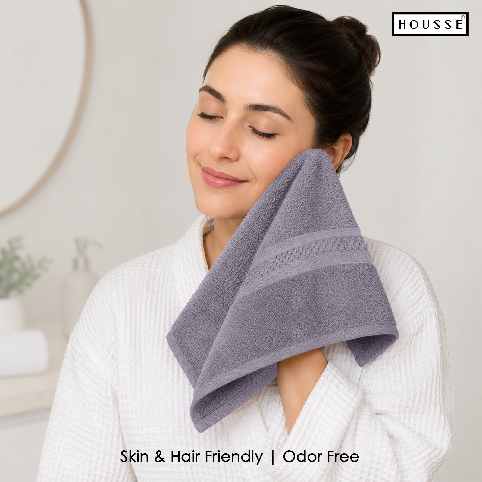 HOUSSE Nexora Cotton Towels | Quick Absorption & Faster Drying Towel | 600 GSM | Cotton Towel for Men/Women | Urban Comfort