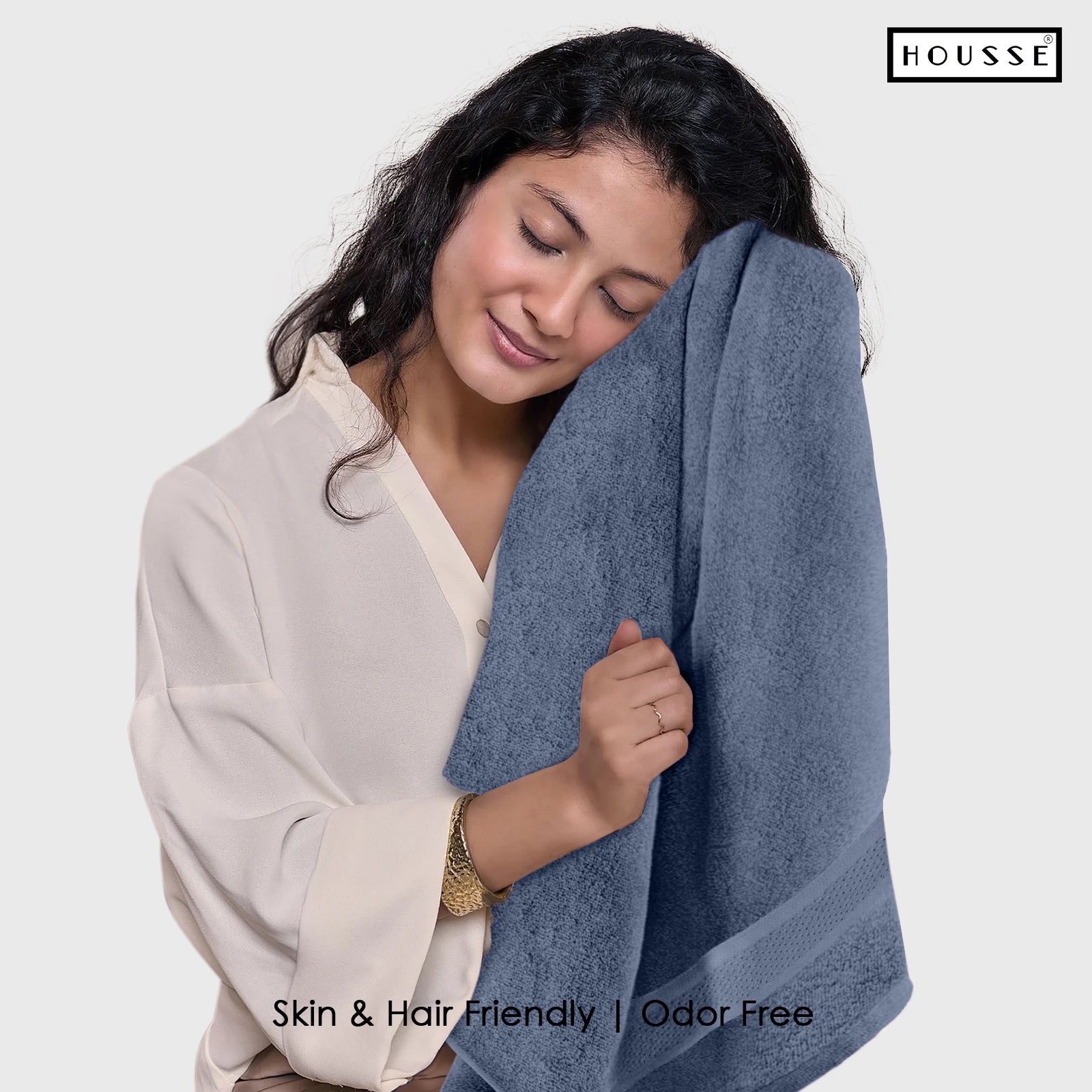 HOUSSE Nexora Cotton Towels | Quick Absorption & Faster Drying Towel | 600 GSM | Cotton Towel for Men/Women | Urban Comfort