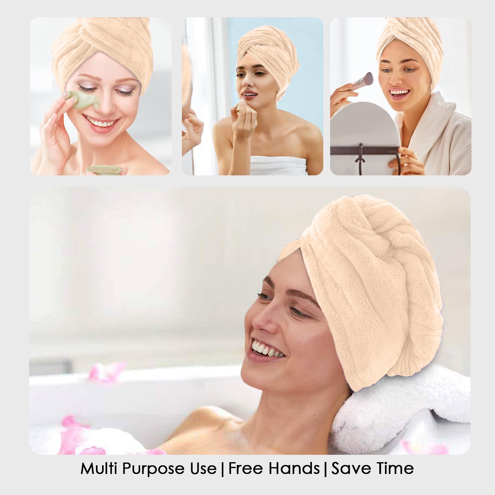 HOUSSE Microfibre Head Towels | 450 GSM High Absorbent Hair Wrap with Adjustable Buttons for Girls | Super Soft & Quick Dry Wrap Towel for Hairs | Pack of 1 | 25x65 cm (Red Plum)