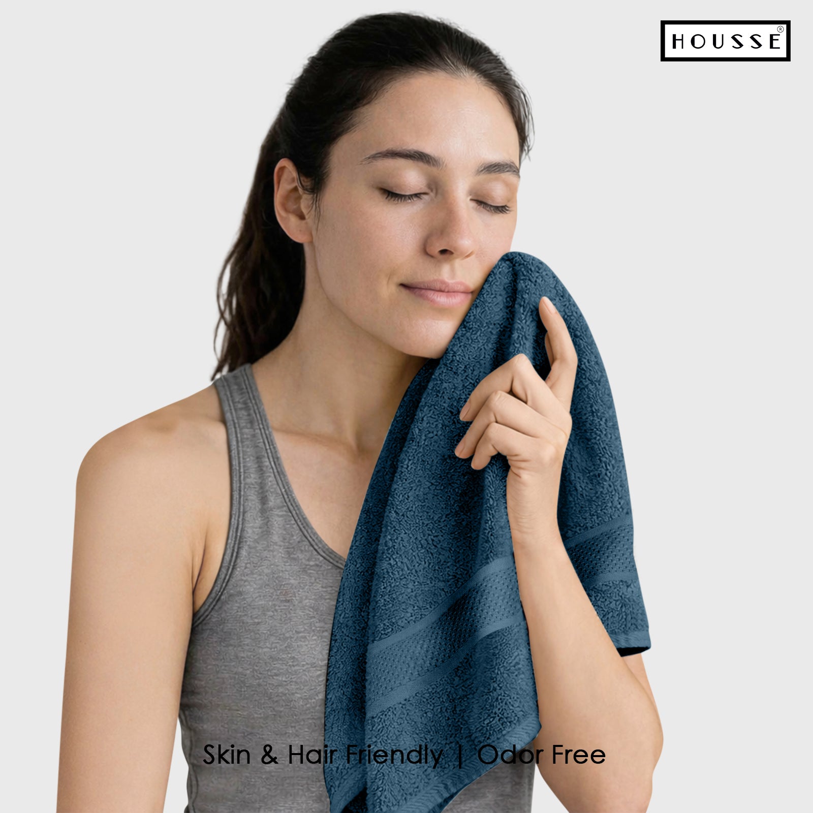HOUSSE Nexora Cotton Towels | Quick Absorption & Faster Drying Towel | 600 GSM | Cotton Towel for Men/Women | Urban Comfort