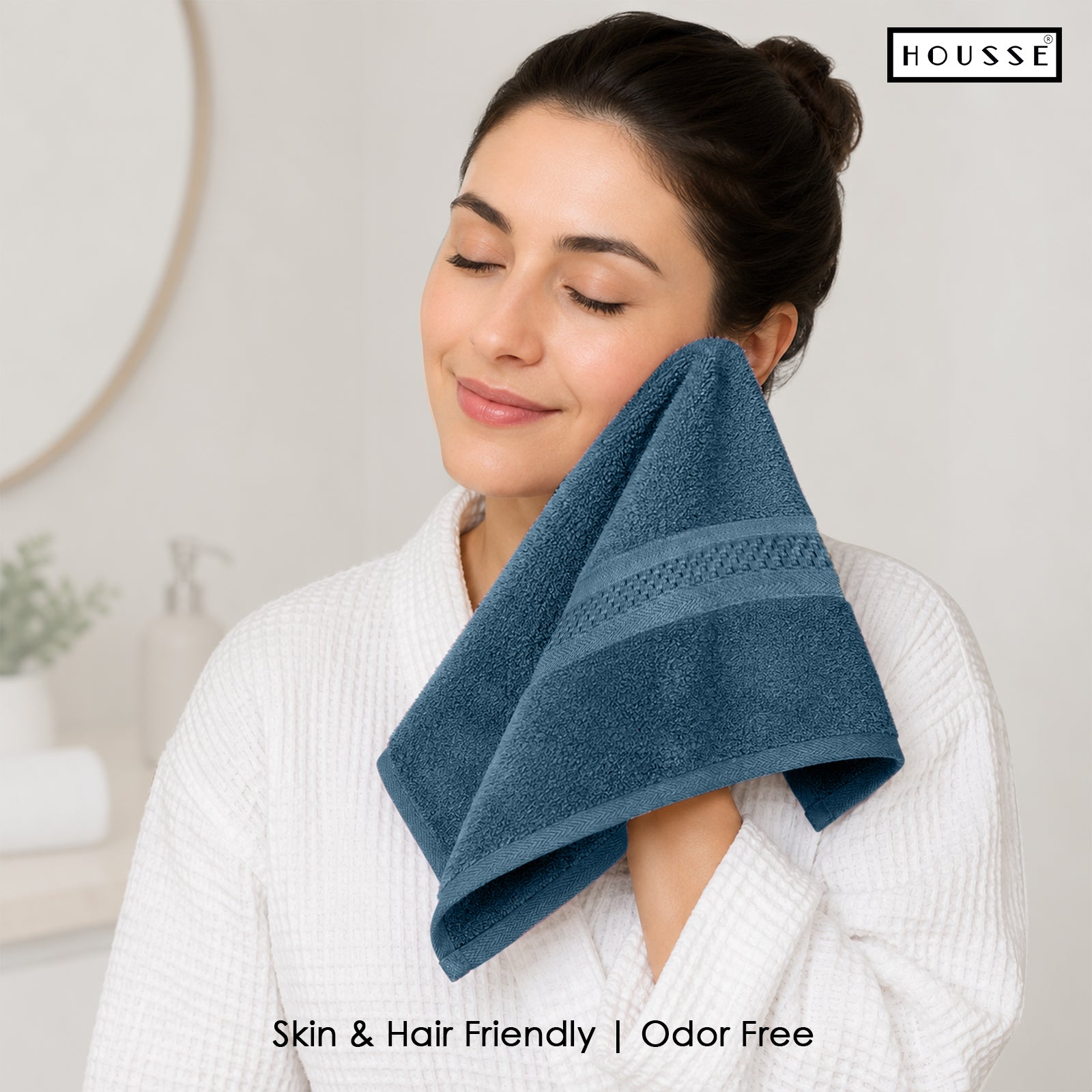 HOUSSE Nexora Cotton Towels | Quick Absorption & Faster Drying Towel | 600 GSM | Cotton Towel for Men/Women | Urban Comfort