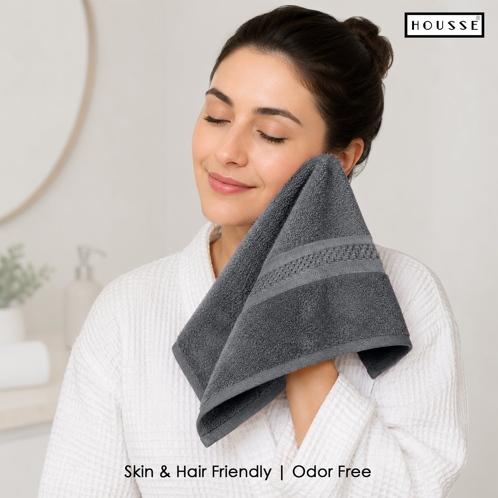 HOUSSE Nexora Cotton Towels | Quick Absorption & Faster Drying Towel | 600 GSM | Cotton Towel for Men/Women | Urban Comfort