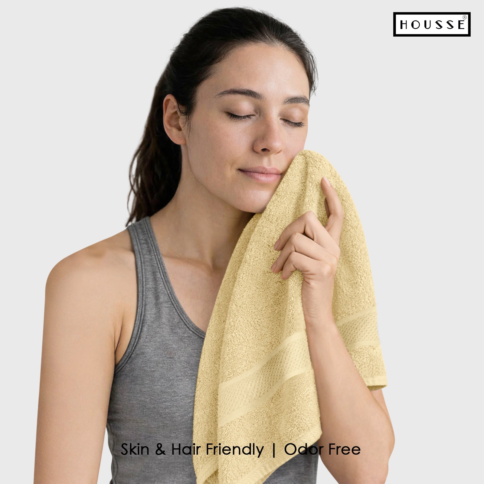 HOUSSE Nexora Cotton Towels | Quick Absorption & Faster Drying Towel | 600 GSM | Cotton Towel for Men/Women | Urban Comfort