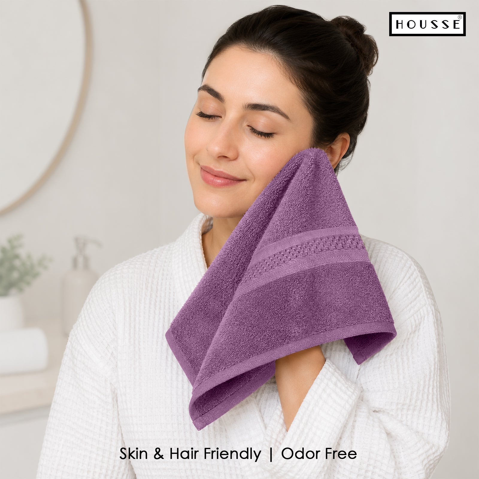 HOUSSE Nexora Cotton Towels | Quick Absorption & Faster Drying Towel | 600 GSM | Cotton Towel for Men/Women | Urban Comfort