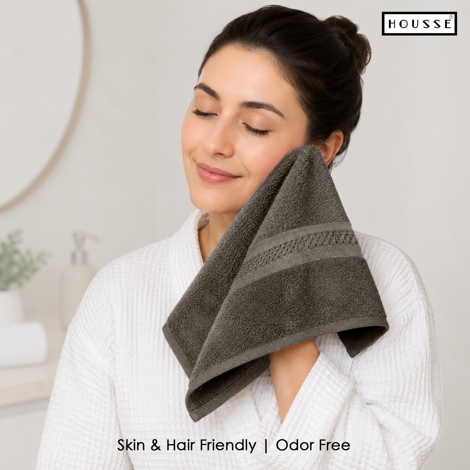 HOUSSE Nexora Cotton Towels | Quick Absorption & Faster Drying Towel | 600 GSM | Cotton Towel for Men/Women | Urban Comfort