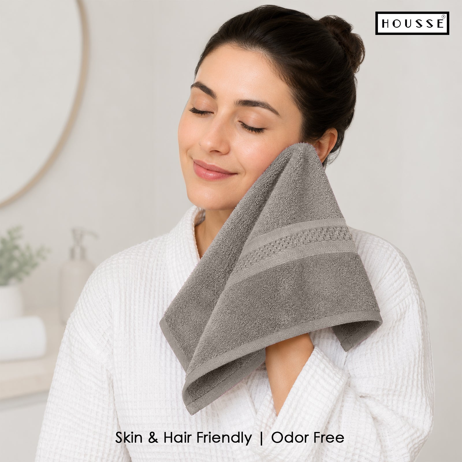 HOUSSE Nexora Cotton Towels | Quick Absorption & Faster Drying Towel | 600 GSM | Cotton Towel for Men/Women | Urban Comfort