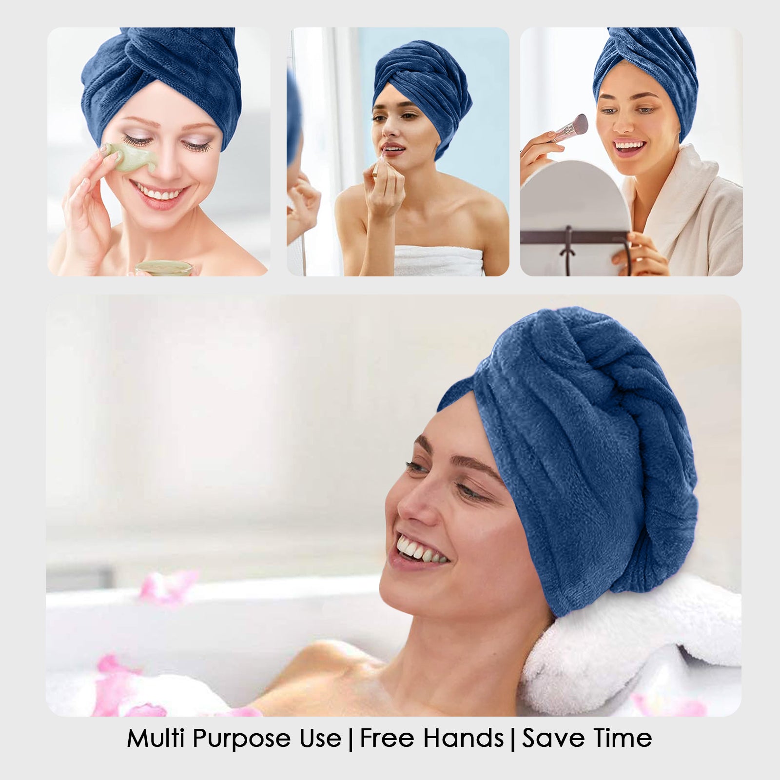 HOUSSE Microfibre Head Towels | 450 GSM High Absorbent Hair Wrap with Adjustable Buttons for Girls | Super Soft & Quick Dry Wrap Towel for Hairs | Pack of 1 | 25x65 cm (Red Plum)