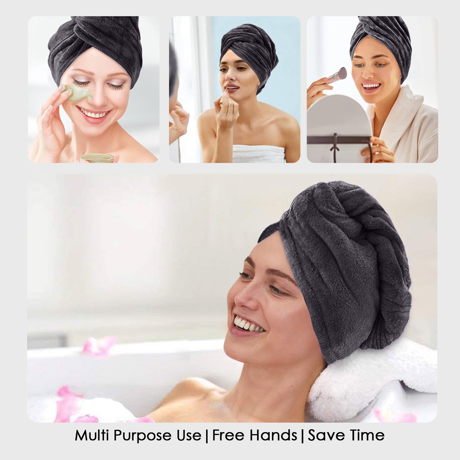 HOUSSE Microfibre Head Towels | 450 GSM High Absorbent Hair Wrap with Adjustable Buttons for Girls | Super Soft & Quick Dry Wrap Towel for Hairs | Pack of 1 | 25x65 cm (Red Plum)