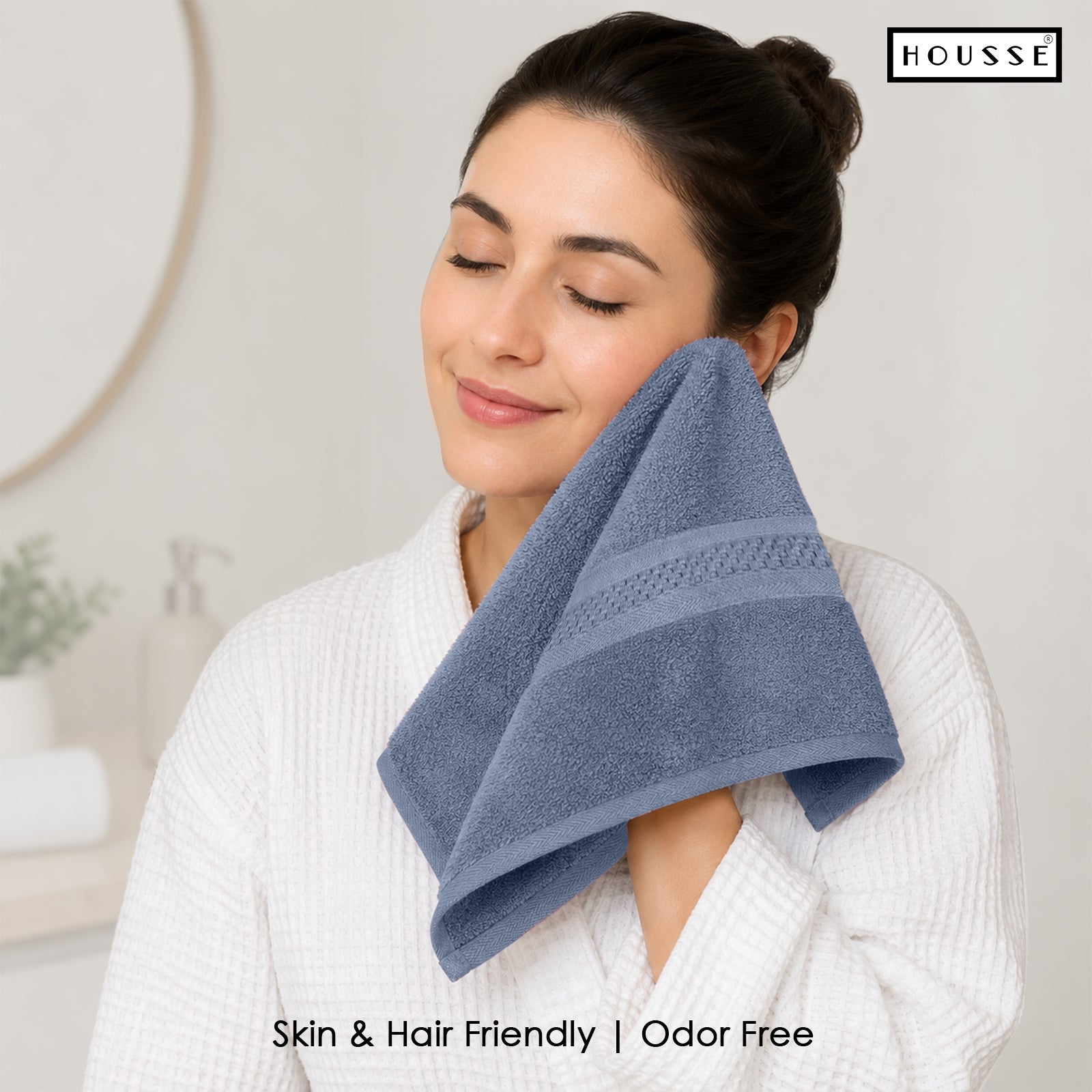 HOUSSE Nexora Cotton Towels | Quick Absorption & Faster Drying Towel | 600 GSM | Cotton Towel for Men/Women | Urban Comfort