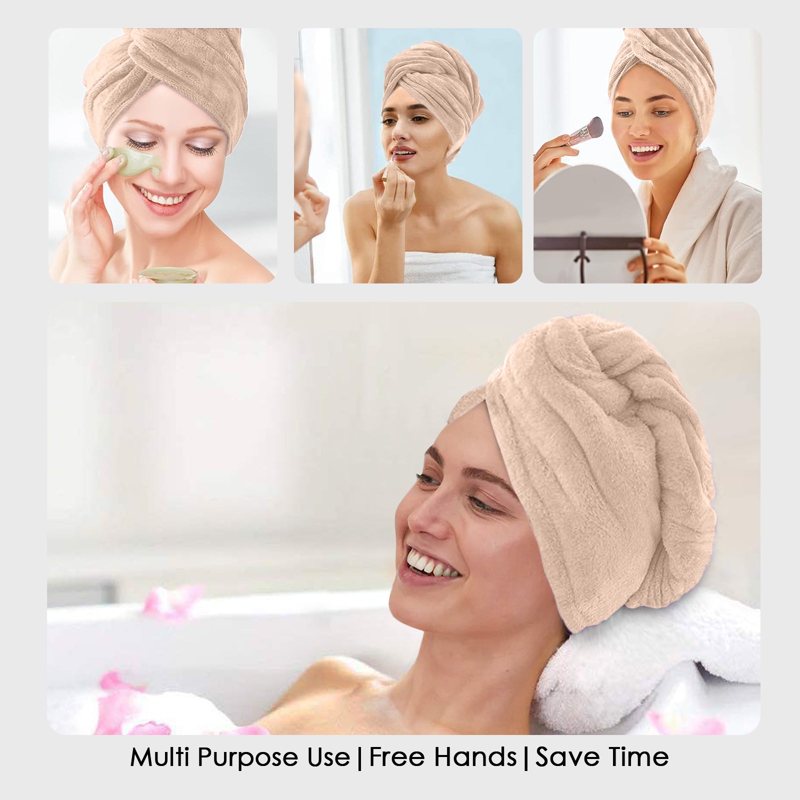 HOUSSE Microfibre Head Towels | 450 GSM High Absorbent Hair Wrap with Adjustable Buttons for Girls | Super Soft & Quick Dry Wrap Towel for Hairs | Pack of 1 | 25x65 cm (Red Plum)