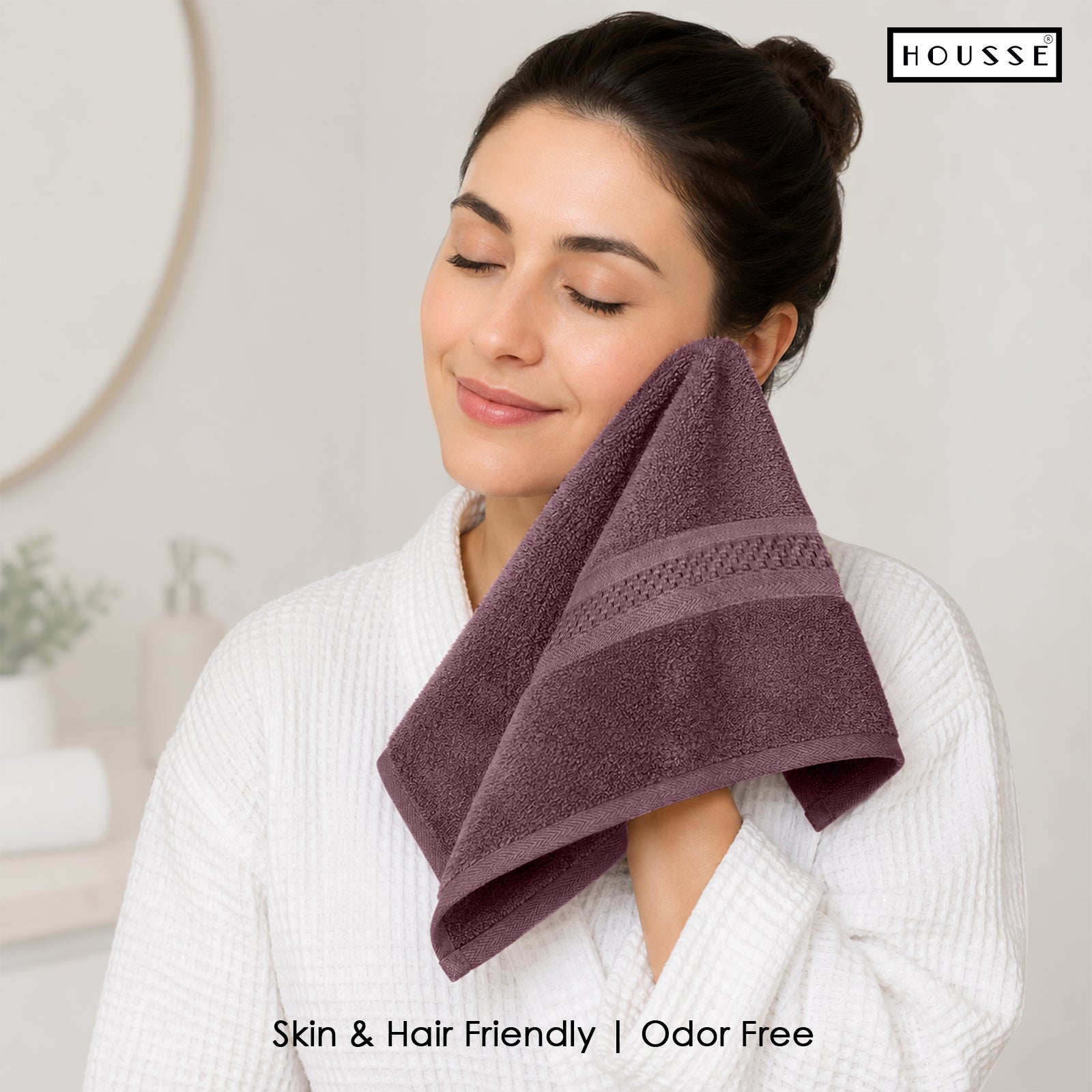 HOUSSE Nexora Cotton Towels | Quick Absorption & Faster Drying Towel | 600 GSM | Cotton Towel for Men/Women | Urban Comfort