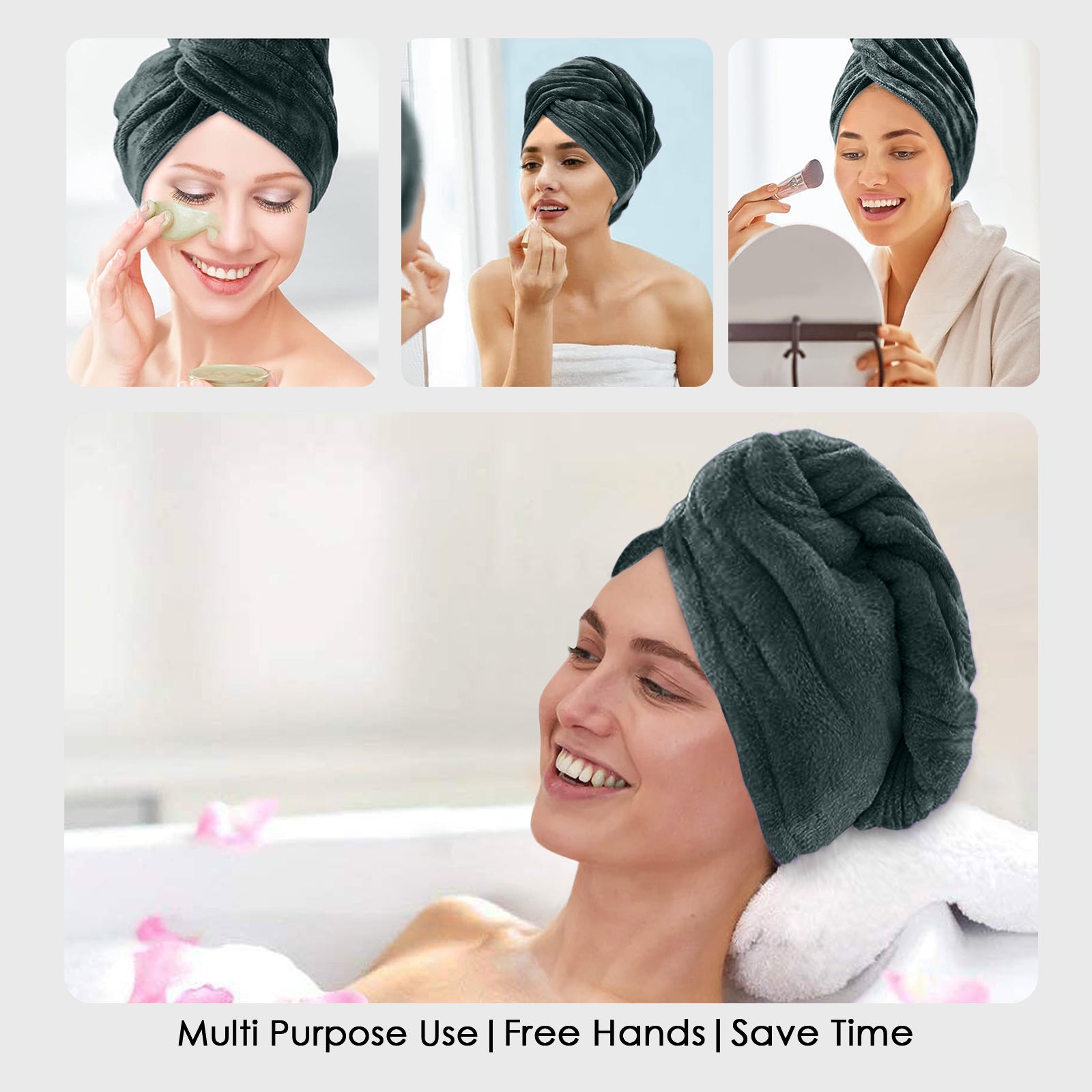 HOUSSE Microfibre Head Towels | 450 GSM High Absorbent Hair Wrap with Adjustable Buttons for Girls | Super Soft & Quick Dry Wrap Towel for Hairs | Pack of 1 | 25x65 cm (Red Plum)