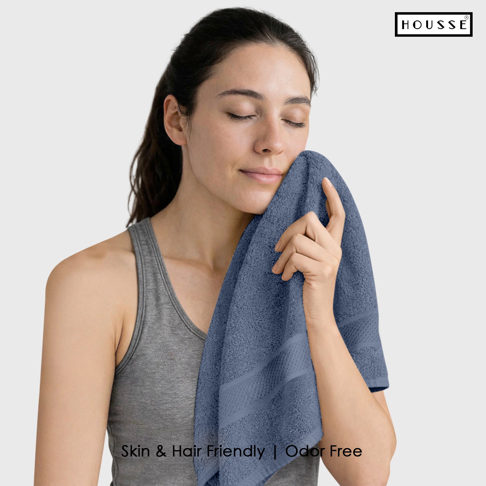 HOUSSE Nexora Cotton Towels | Quick Absorption & Faster Drying Towel | 600 GSM | Cotton Towel for Men/Women | Urban Comfort