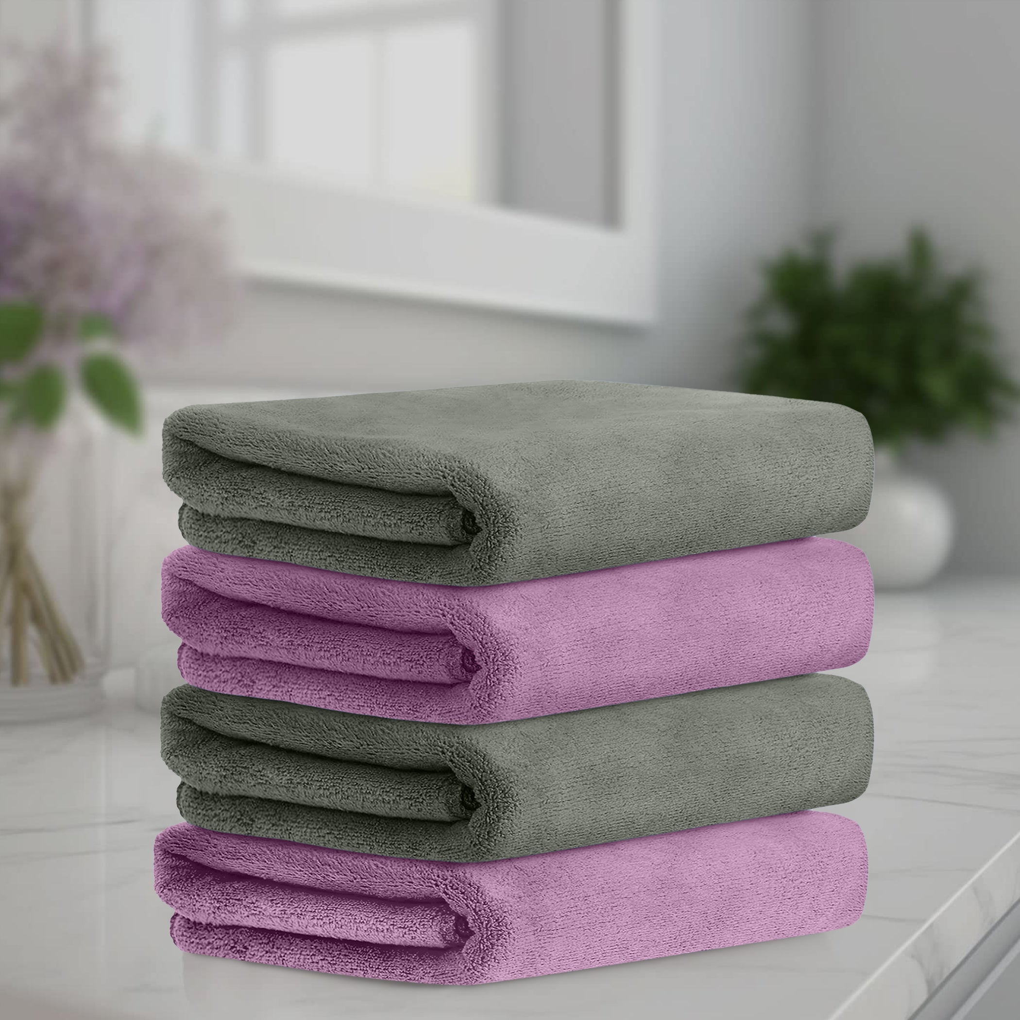 HOUSSE Microfiber Face Towel | Super Soft & Quick Absorbent |Multi Usage 30 x 30 cm, 450 GSM | for All Ages | (Set of 4,and 6)