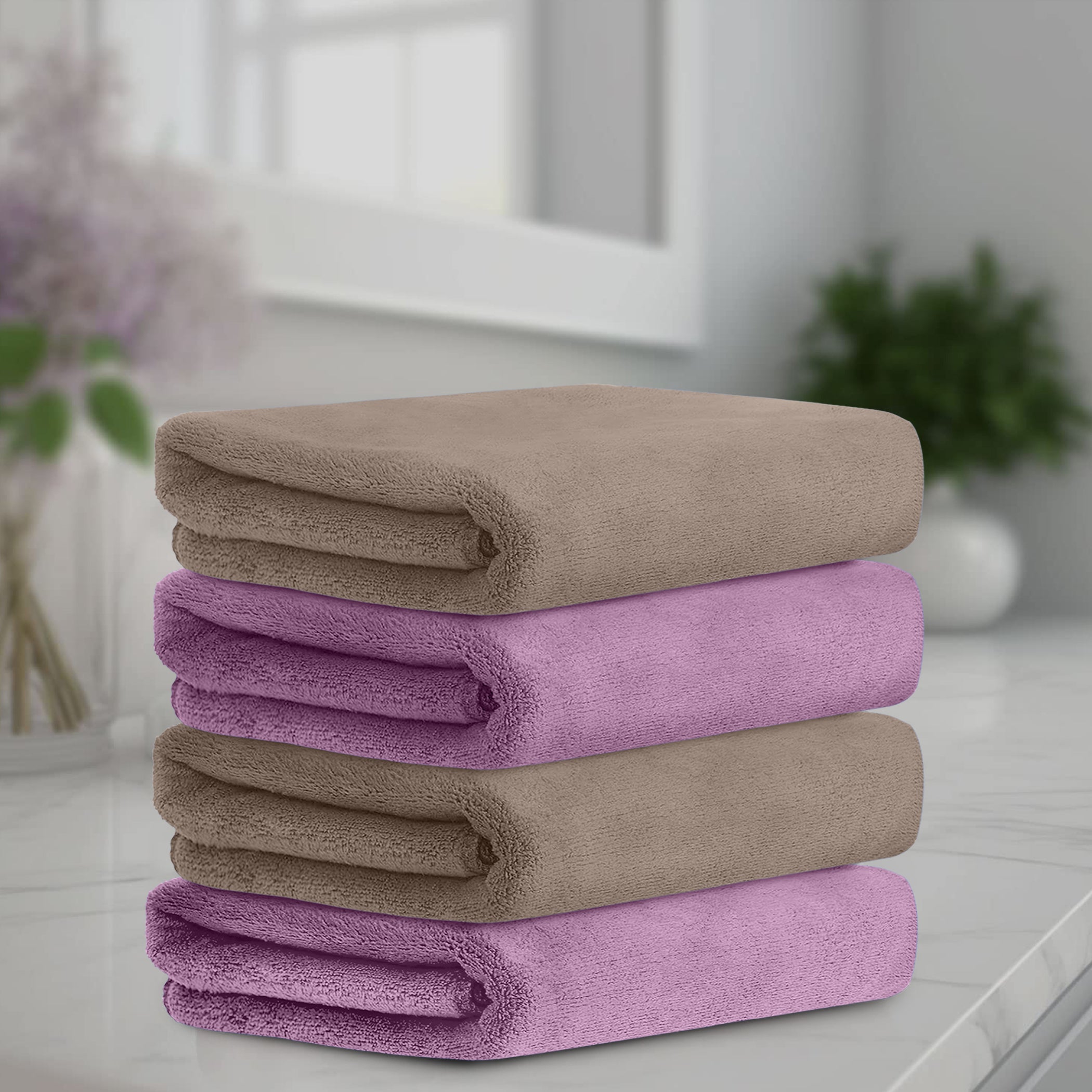 HOUSSE Microfiber Face Towel | Super Soft & Quick Absorbent |Multi Usage 30 x 30 cm, 450 GSM | for All Ages | (Set of 4,and 6)