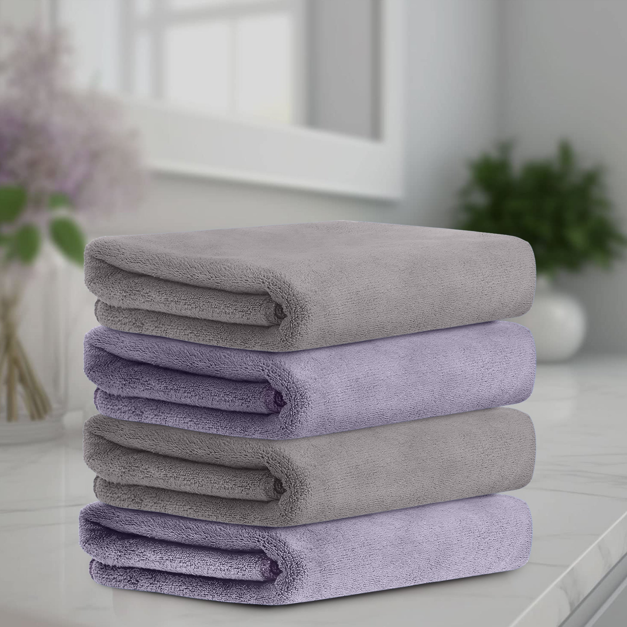 HOUSSE Microfiber Face Towel | Super Soft & Quick Absorbent |Multi Usage 30 x 30 cm, 450 GSM | for All Ages | (Set of 4,and 6)