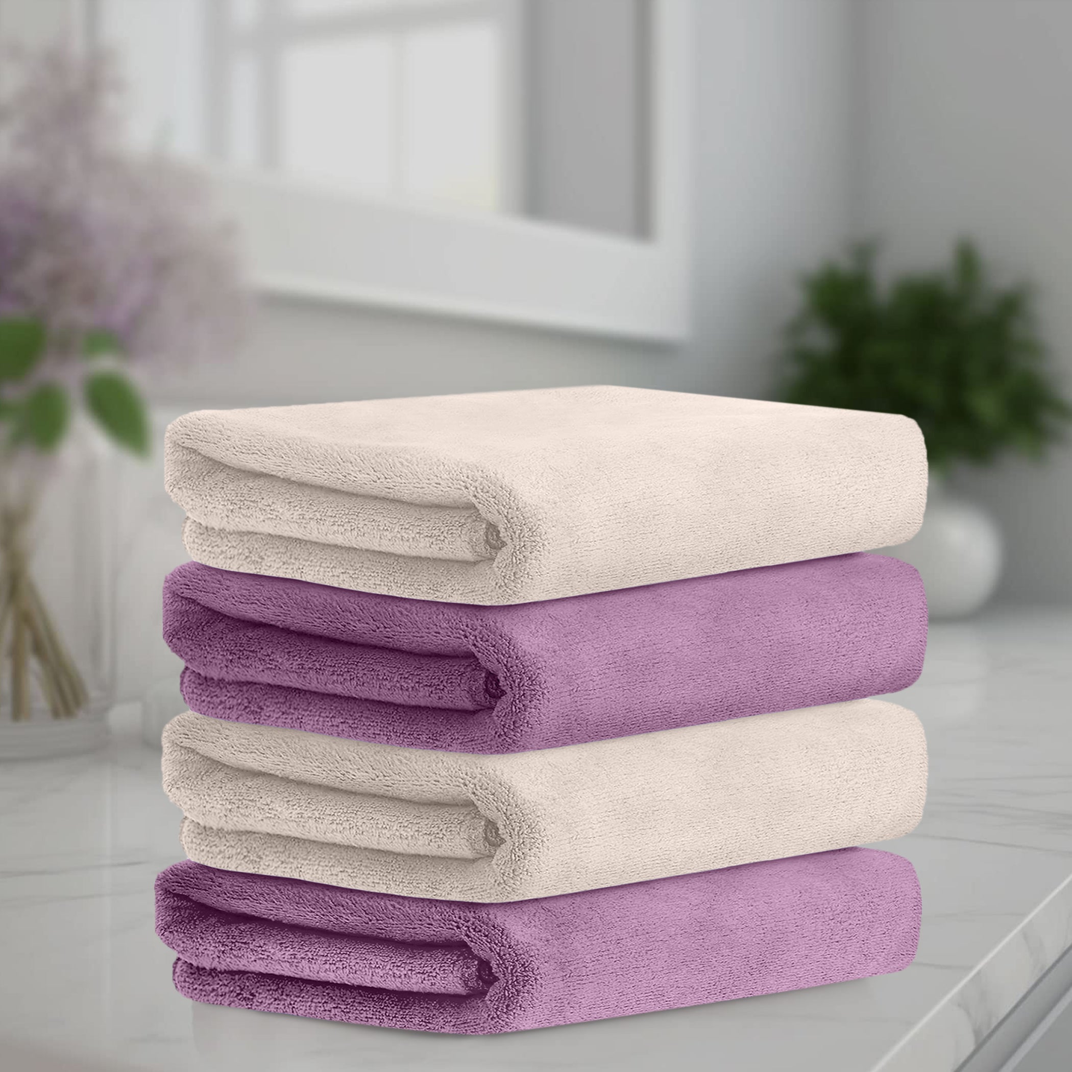 HOUSSE Microfiber Face Towel | Super Soft & Quick Absorbent |Multi Usage 30 x 30 cm, 450 GSM | for All Ages | (Set of 4,and 6)