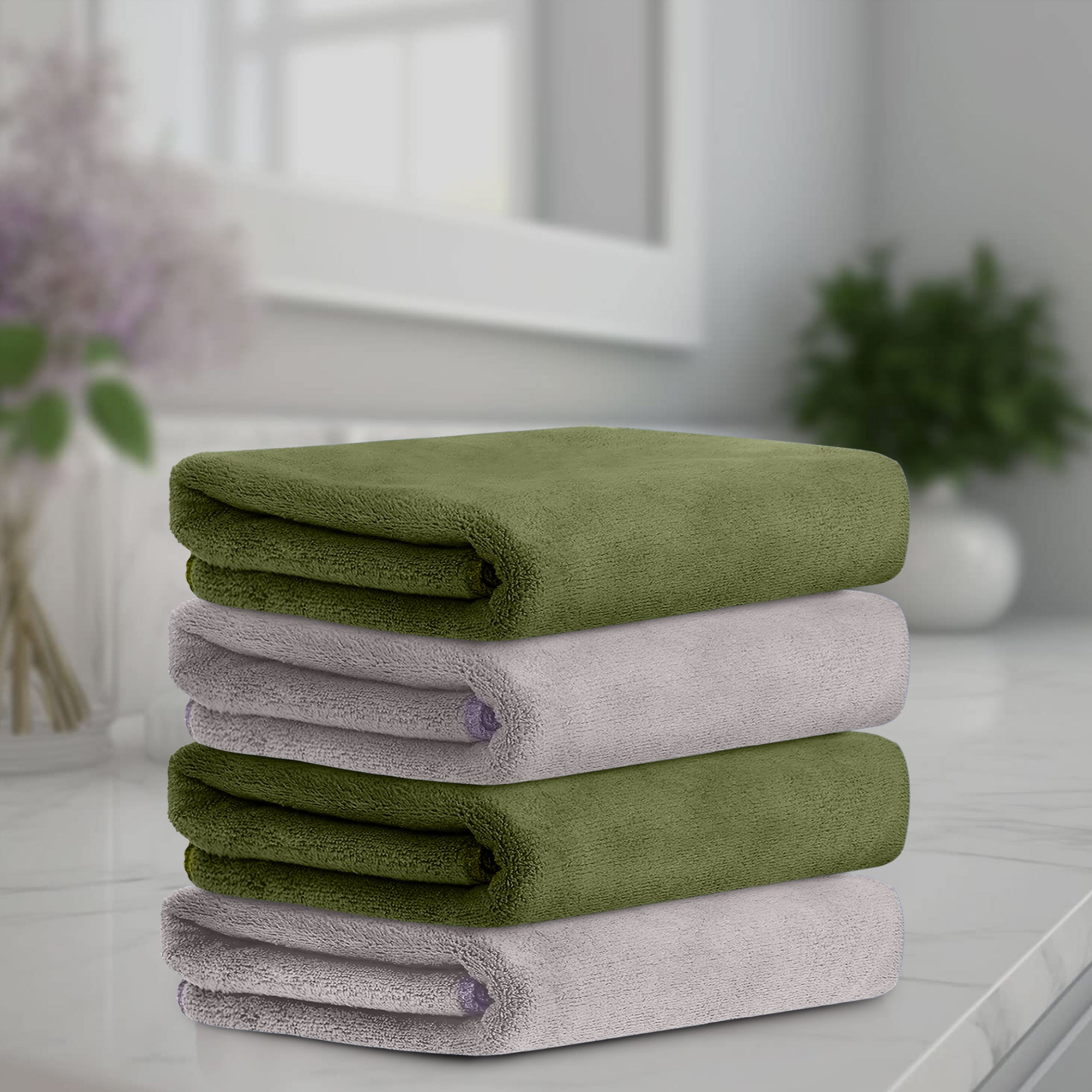 HOUSSE Microfiber Face Towel | Super Soft & Quick Absorbent |Multi Usage 30 x 30 cm, 450 GSM | for All Ages | (Set of 4,and 6)