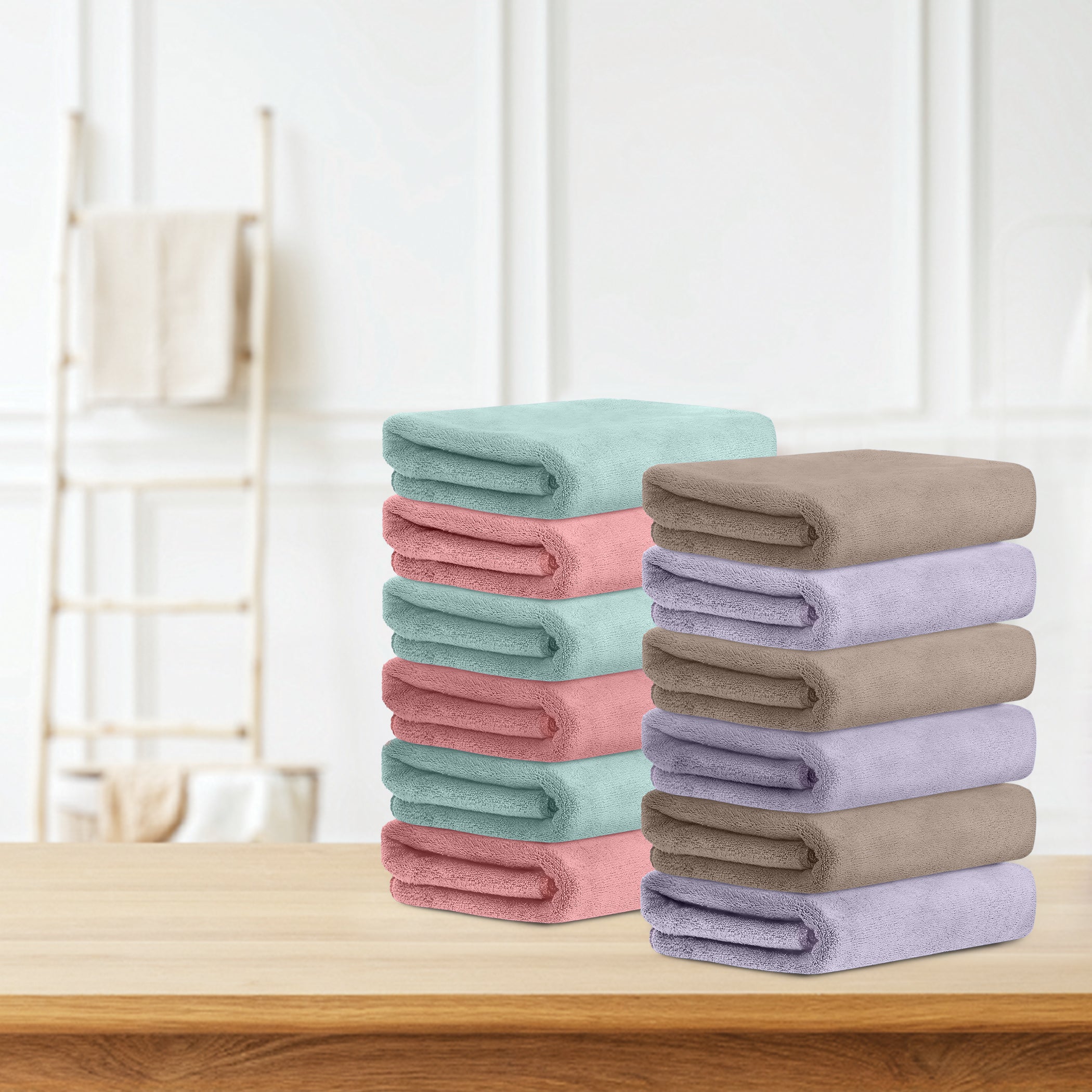HOUSSE Microfiber Face Towel | Super Soft & Quick Absorbent |Multi Usage 30 x 30 cm, 450 GSM | for All Ages | (Set of 4,and 6)
