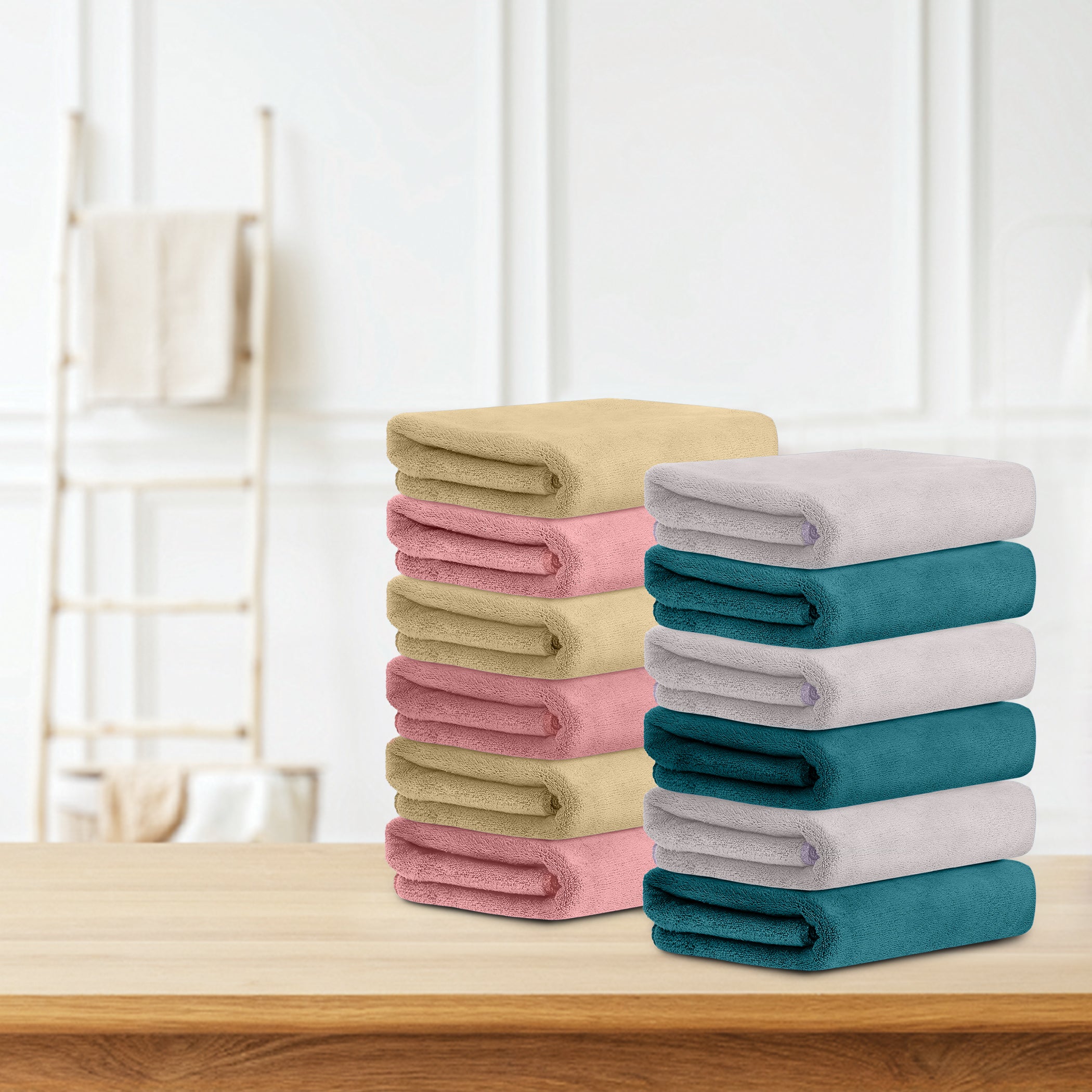 HOUSSE Microfiber Face Towel | Super Soft & Quick Absorbent |Multi Usage 30 x 30 cm, 450 GSM | for All Ages | (Set of 4,and 6)