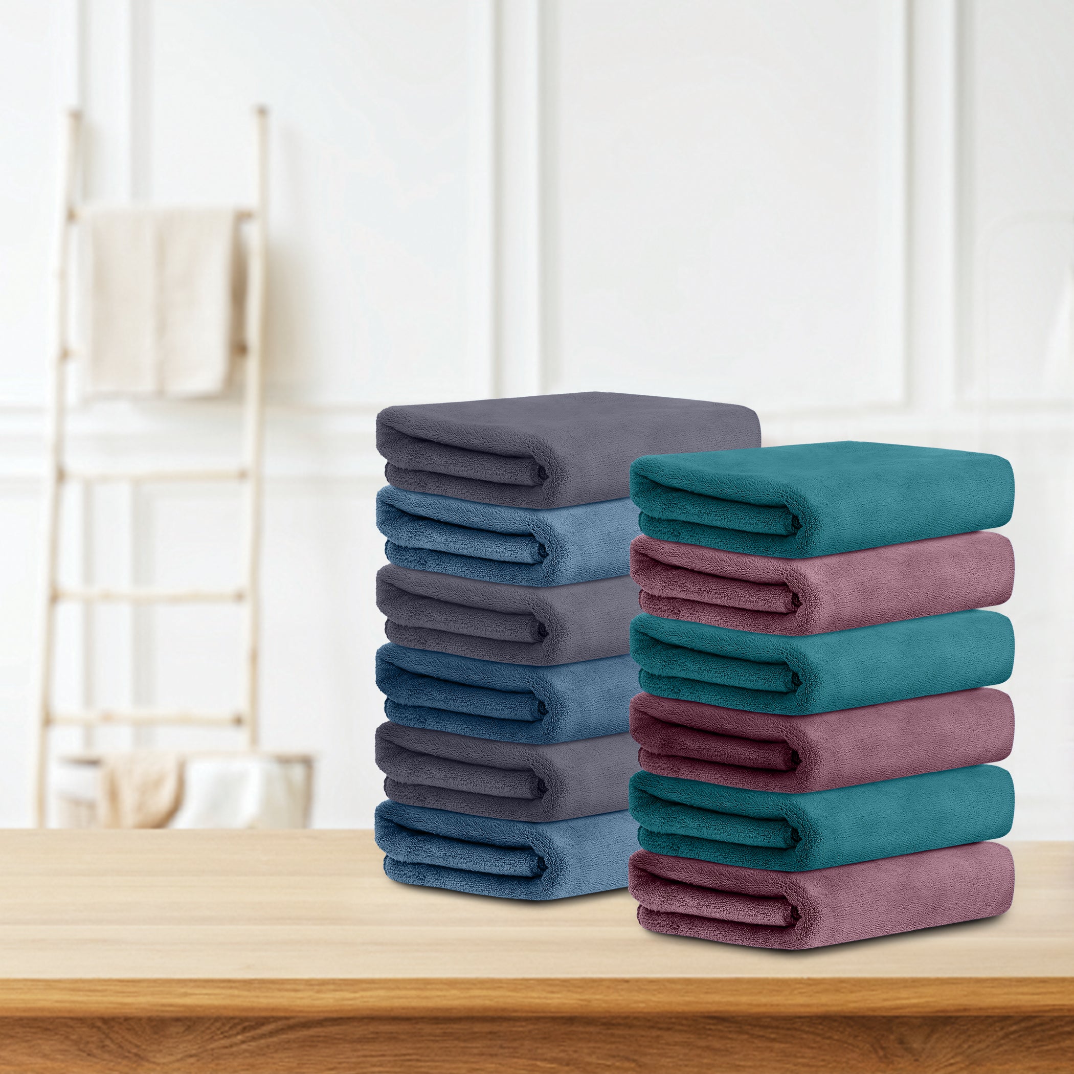 HOUSSE Microfiber Face Towel | Super Soft & Quick Absorbent |Multi Usage 30 x 30 cm, 450 GSM | for All Ages | (Set of 4,and 6)