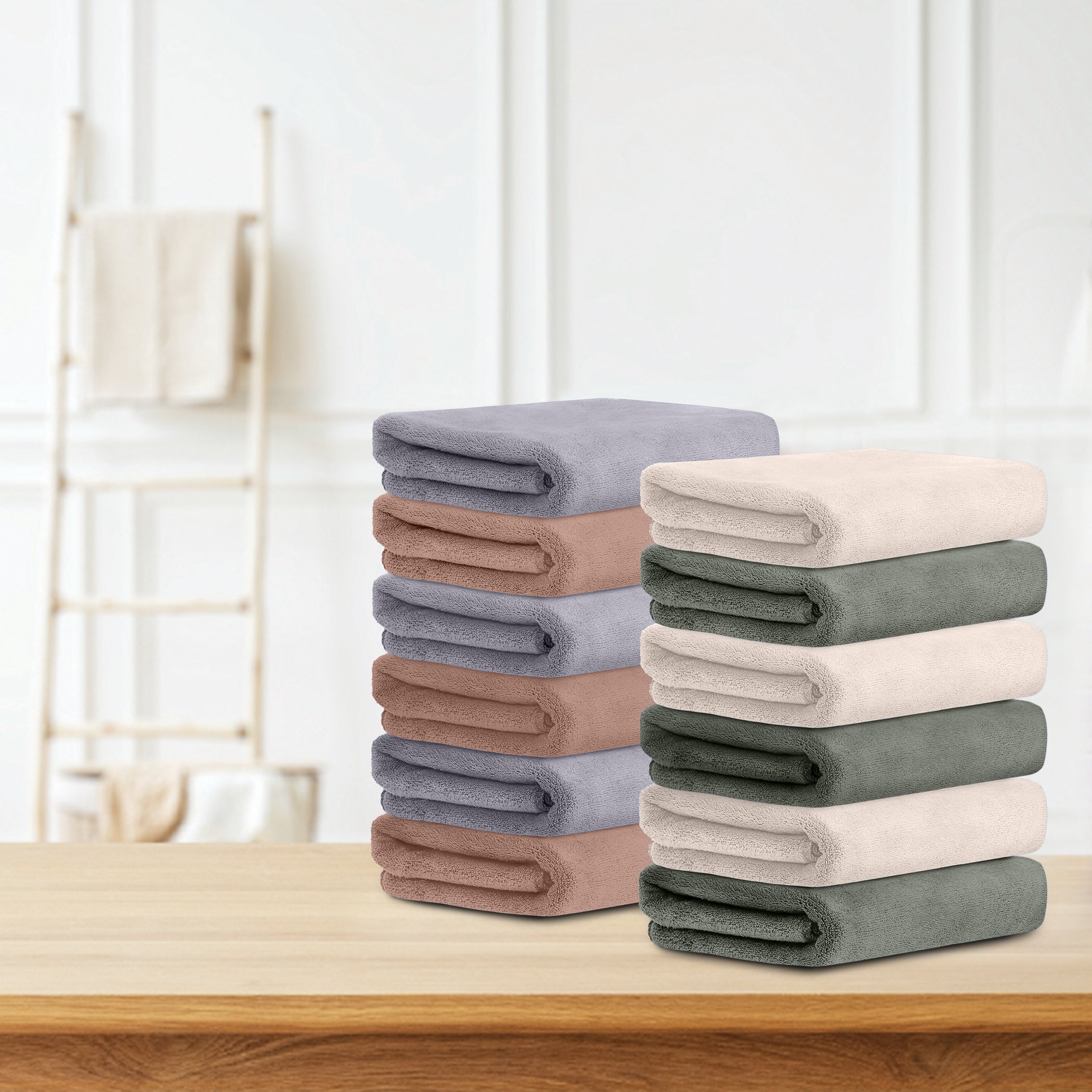 HOUSSE Microfiber Face Towel | Super Soft & Quick Absorbent |Multi Usage 30 x 30 cm, 450 GSM | for All Ages | (Set of 4,and 6)