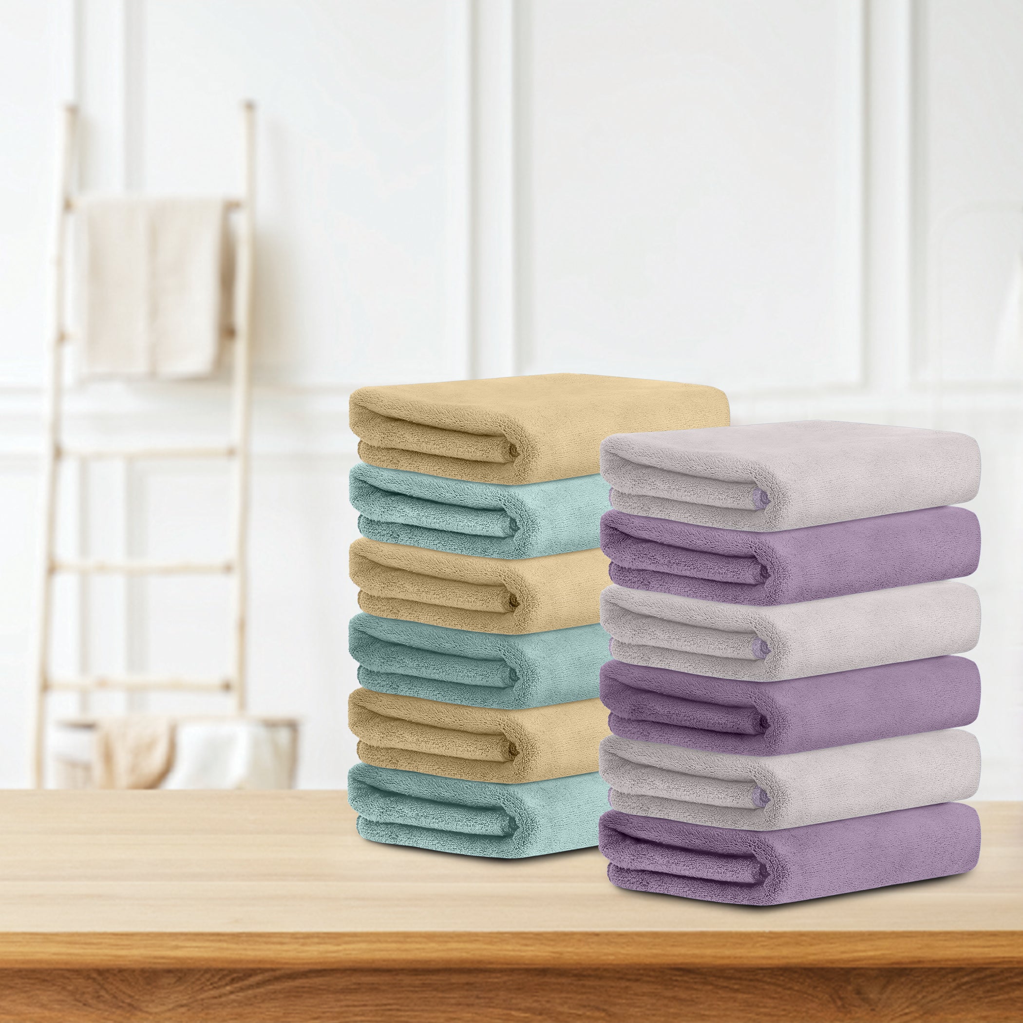 HOUSSE Microfiber Face Towel | Super Soft & Quick Absorbent |Multi Usage 30 x 30 cm, 450 GSM | for All Ages | (Set of 4,and 6)