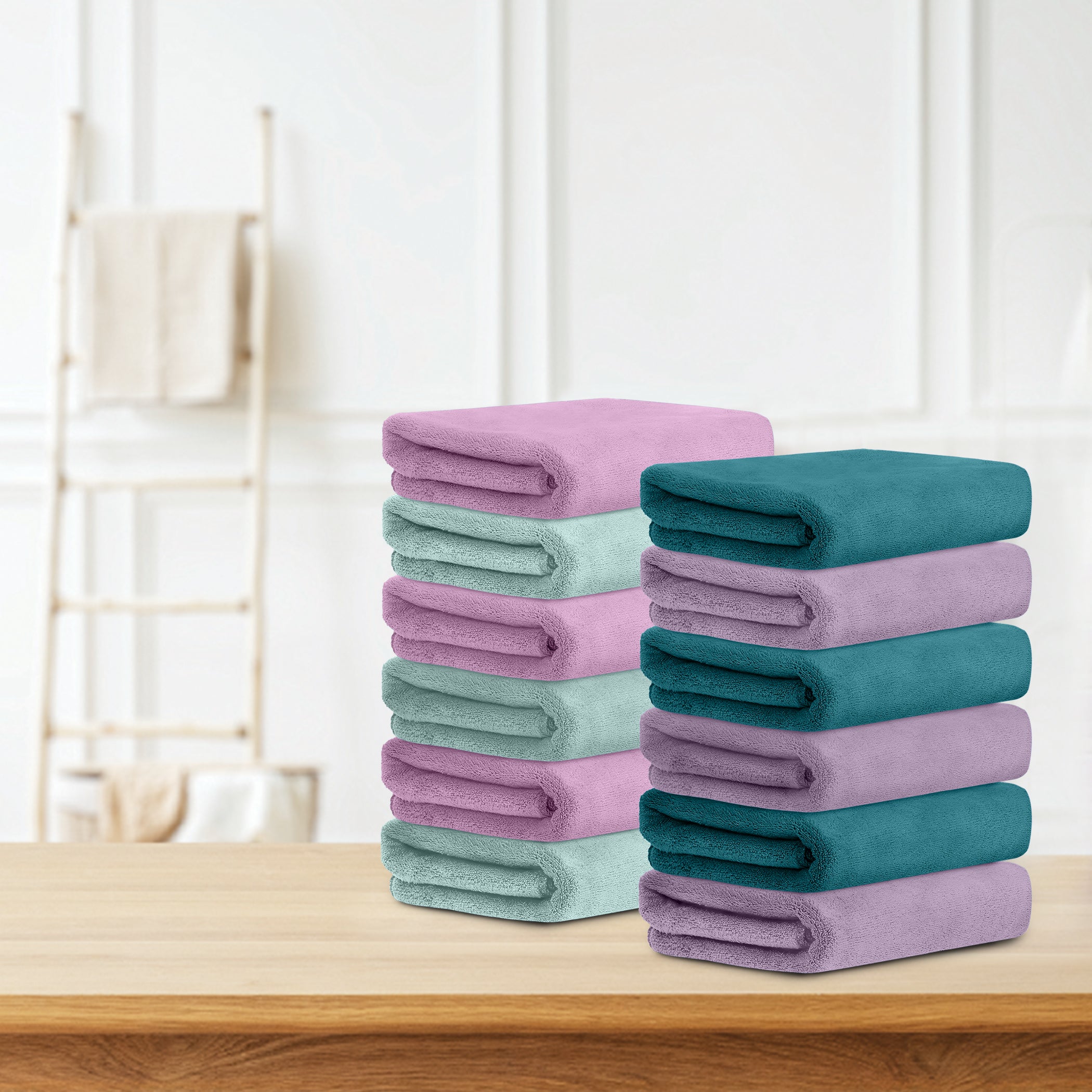 HOUSSE Microfiber Face Towel | Super Soft & Quick Absorbent |Multi Usage 30 x 30 cm, 450 GSM | for All Ages | (Set of 4,and 6)