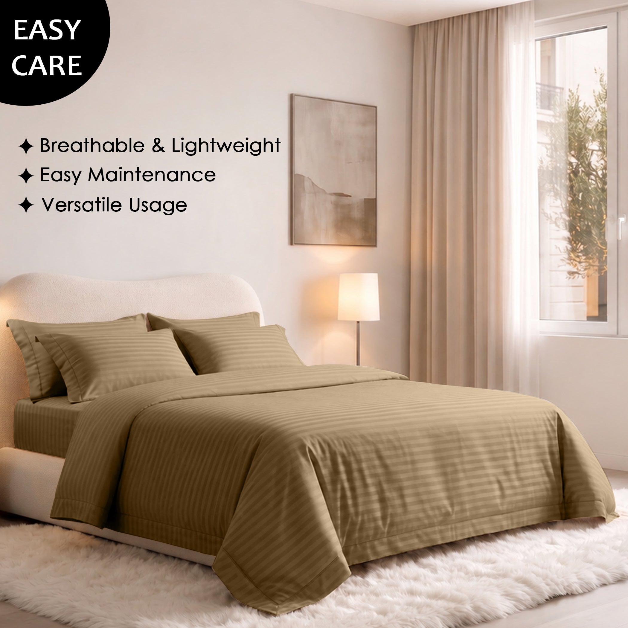 Stripe Glace 400 TC Cotton Bedsheet