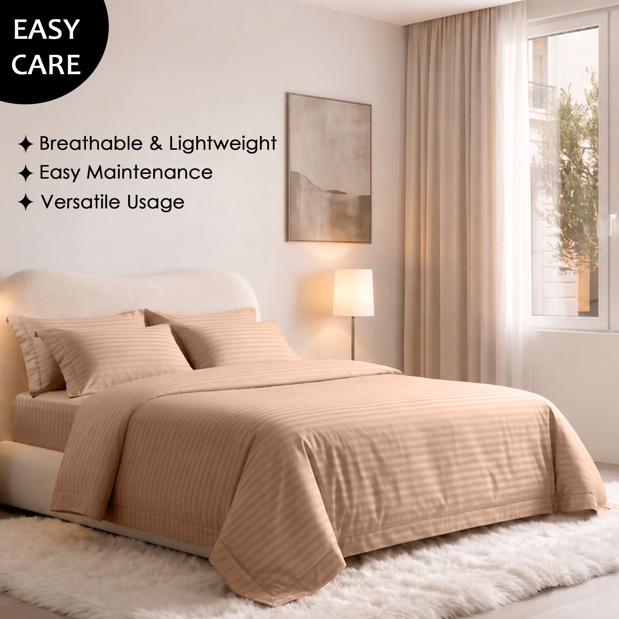 Stripe Glace 400 TC Cotton Bedsheet