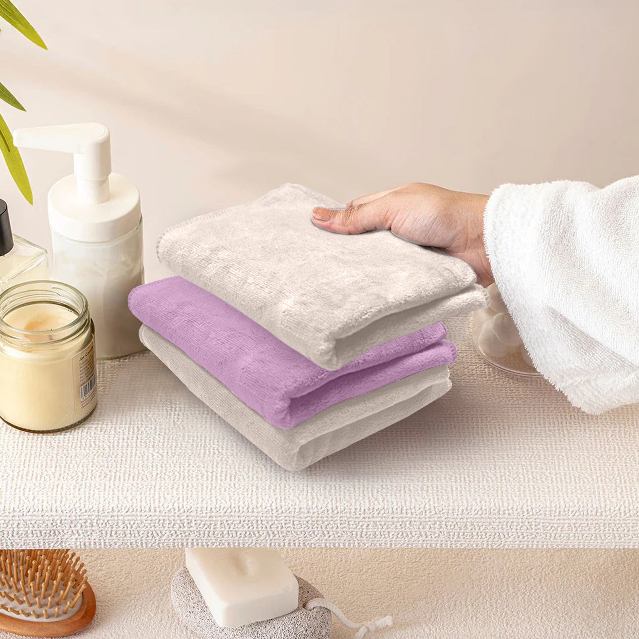 HOUSSE Microfiber Face Towel | Super Soft & Quick Absorbent |Multi Usage 30 x 30 cm, 450 GSM | for All Ages | (Set of 4,and 6)