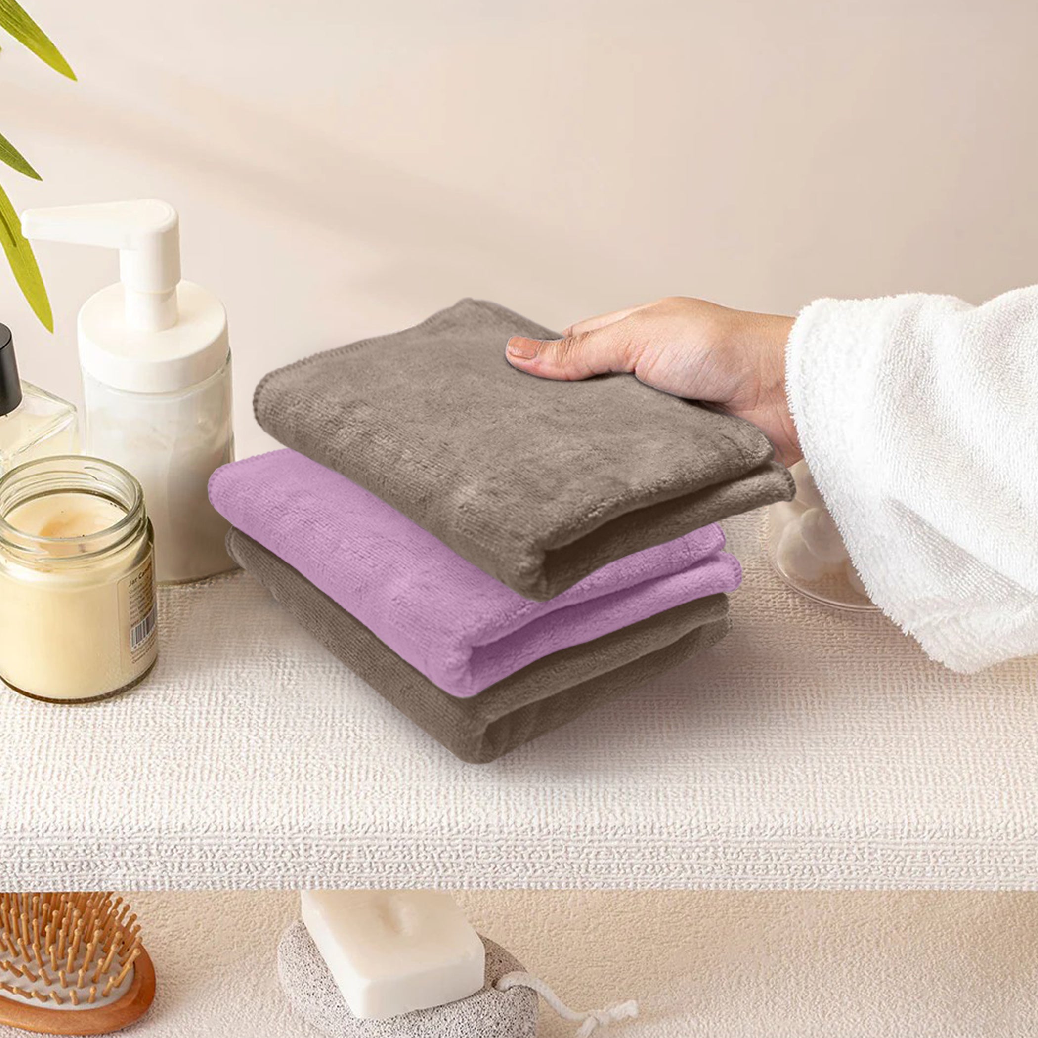 HOUSSE Microfiber Face Towel | Super Soft & Quick Absorbent |Multi Usage 30 x 30 cm, 450 GSM | for All Ages | (Set of 4,and 6)