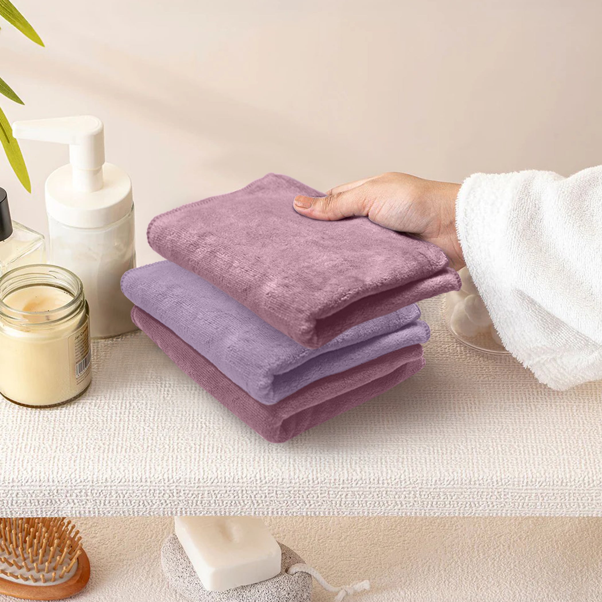 HOUSSE Microfiber Face Towel | Super Soft & Quick Absorbent |Multi Usage 30 x 30 cm, 450 GSM | for All Ages | (Set of 4,and 6)