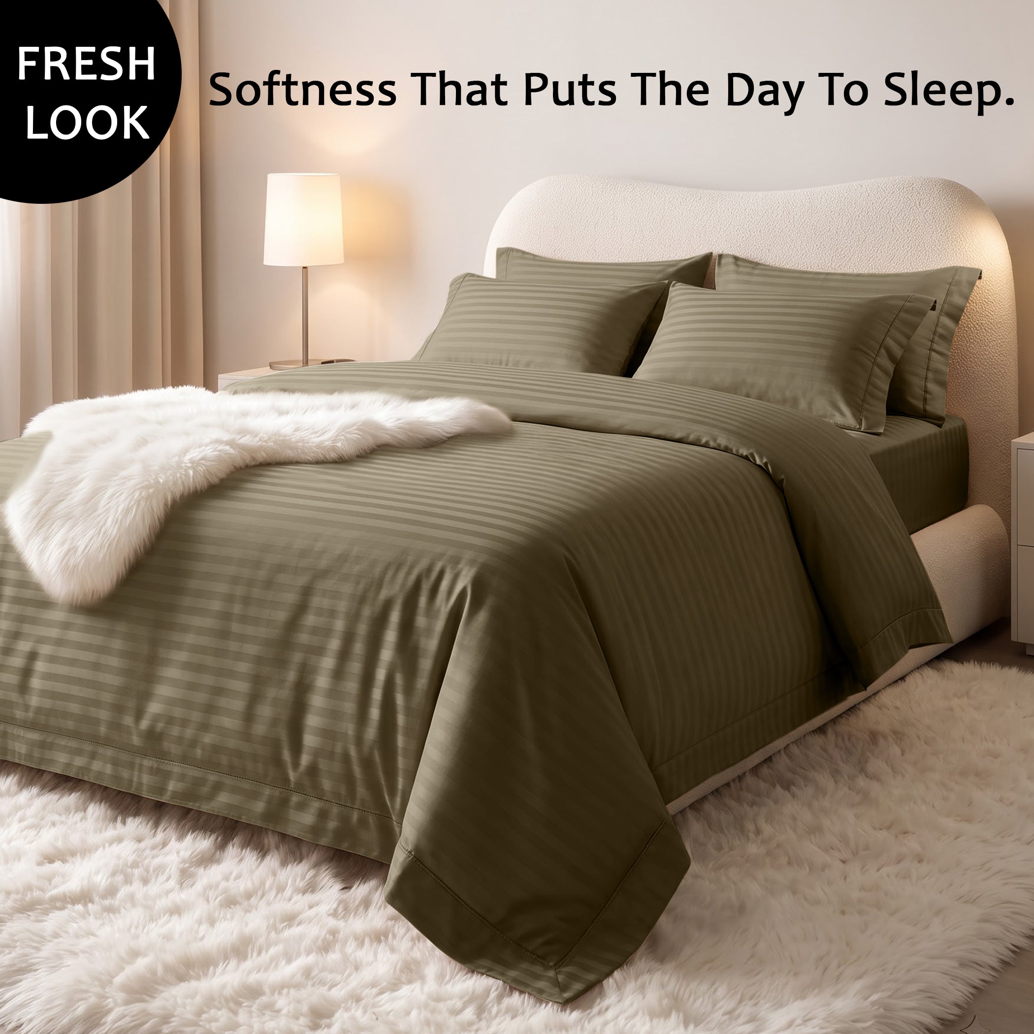 Stripe Glace 400 TC Cotton Bedsheet